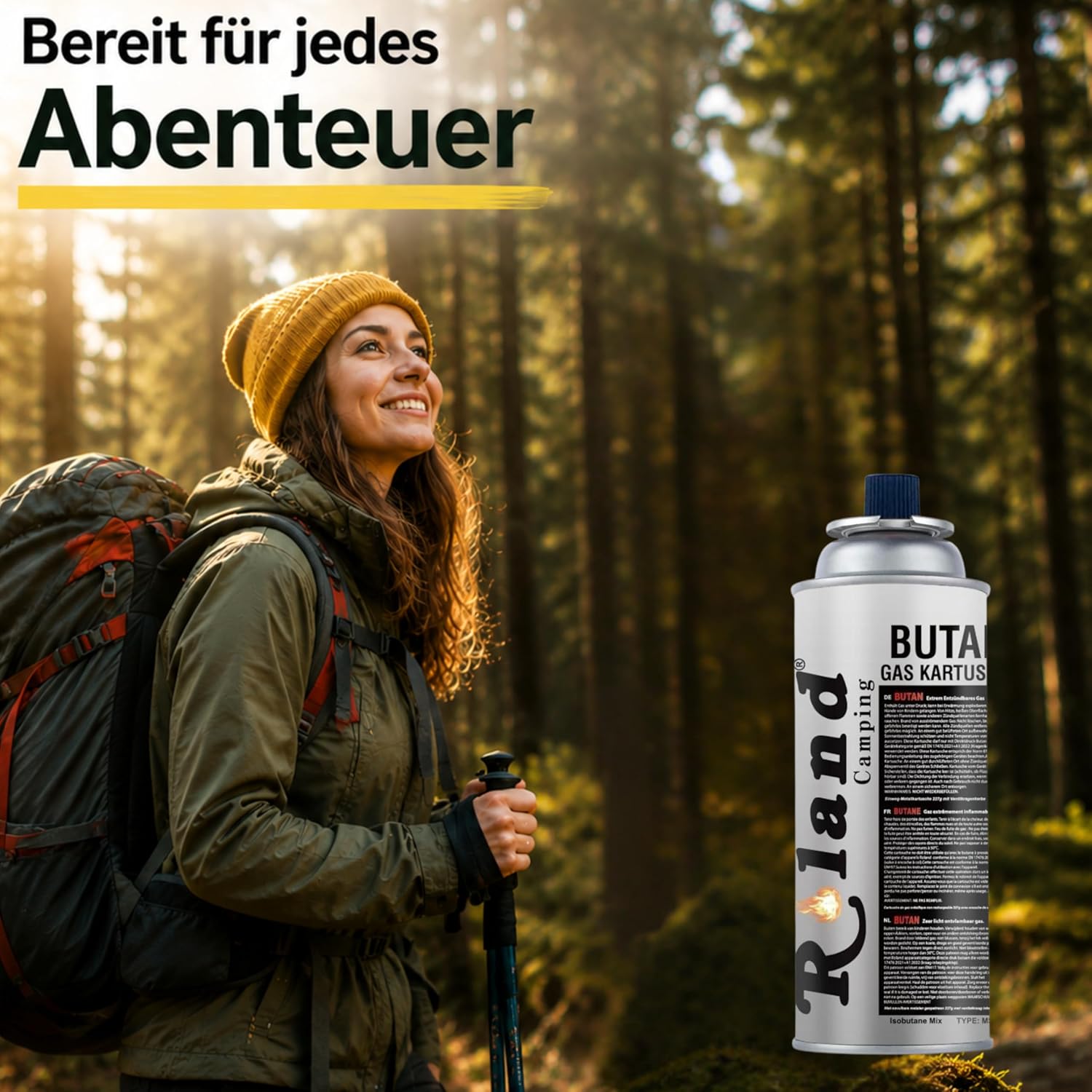 Roland Camping Butan-Gaskartusche 227 g – Packung mit 28 Gaskartuschen für Schweißbrenner, Gaskocher, Lötbrenner und Heizgeräte, hochwertiges Butangas mit oder ohne Gasbrenner (28 Stück) – Bild 6