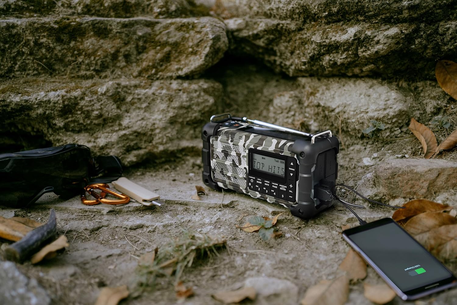 Sangean MMR-99 DAB Multifunktions-Notfallradio mit Handkurbel, DAB+, FM-RDS, Bluetooth, LED-Taschenlampe und IP55-Zertifizierung, ideal für Outdoor, Camping und Notfälle, Artic Camo – Bild 6