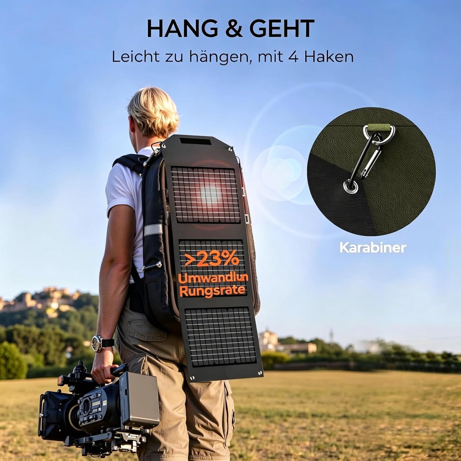 MARBERO faltbares Solarpanel 30 W 16,5 V, kompaktes und leichtes Solarladegerät mit QC3.0 USB, Typ-C und DC-Ausgang – ideal für Smartphone, Tablet, Powerbank, Camping, Wandern, Outdoor – Bild 5