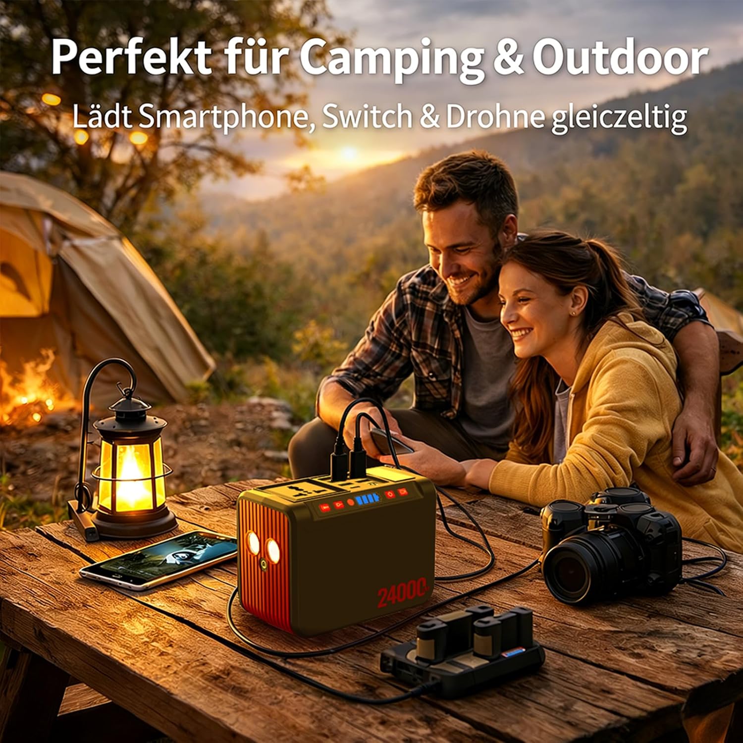 88 Wh tragbares Kraftwerk, 80 W Powerbank-Akku mit 230 V AC-Steckdose und LED-Taschenlampe, kleiner Generator für Stromausfälle, Camping, Notfälle, Wandern, Reisen – Bild 7