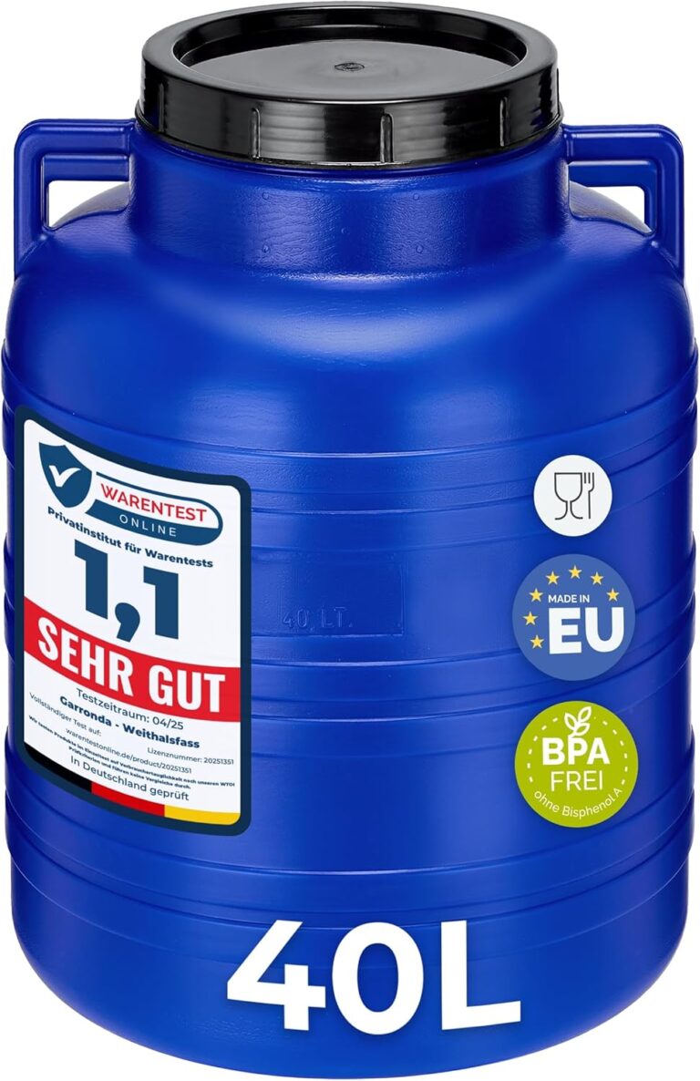 Garronda 40 Liter Weithalsfass aus BPA-freiem Futterfass, Universalfass, Futtertonne, Regentonne für den Garten, Regentonne mit Deckel, Regenwassertonne für den Garten, Wassertonne GD-0078, Blau