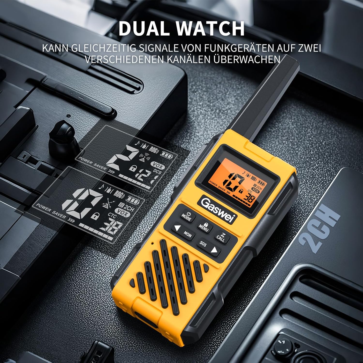 G1pro+ IP67 wasserdichte Walkie-Talkies mit großer Reichweite für Erwachsene, langlebiges Radio mit UKW-Radio, VOX, SOS-Alarm, USB-C-Aufladung für Baustelle, Reisen, Outdoor-Abenteuer, Camping – Bild 3