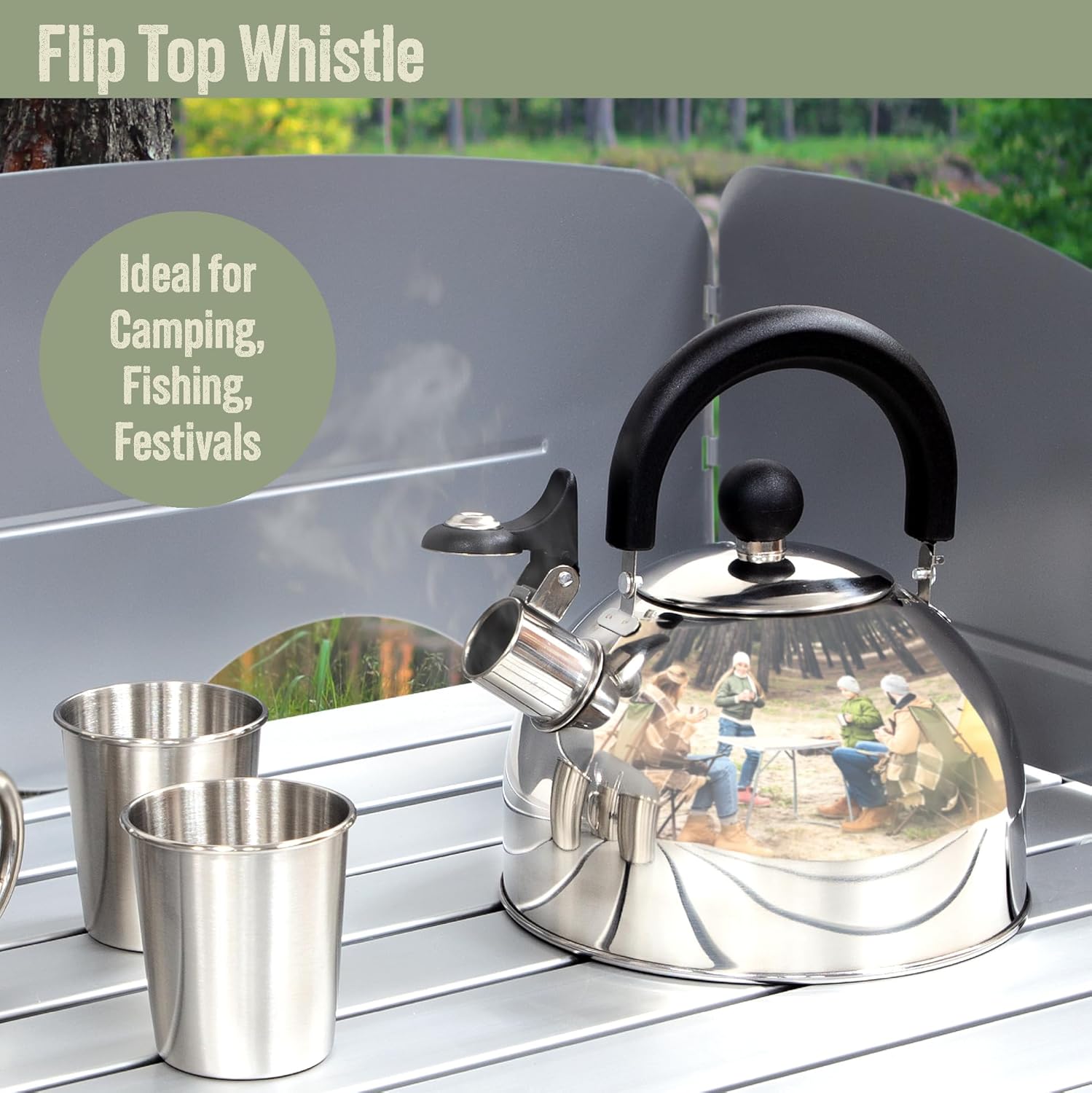 Milestone Camping Pfeifkessel Teekanne Kaffeekanne Indoor Outdoor Camping Wandern Picknick – Bild 4