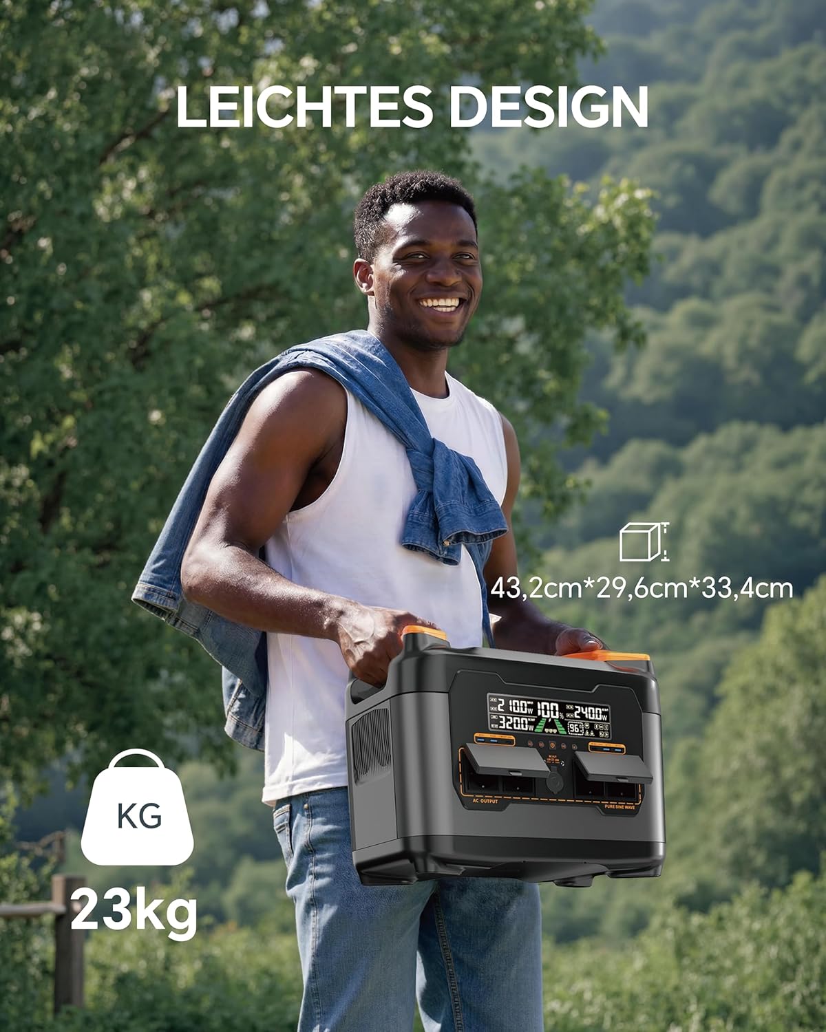 Tragbares Kraftwerk S2400, 2048 Wh/2400 W LiFePO4-Akku, 4 x AC-Ausgänge, 1,5 Stück Schnellladung, mobile Stromversorgung, MPPT 600 W Solargenerator für Heimcamping – Bild 3
