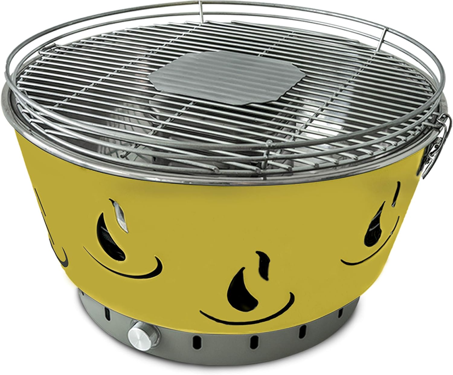 JAK BBQ Airbroil XL J 101 Holzkohlegrill, gelber Tischgrill, Holzkohlegrill mit regulierbarer Belüftung, inklusive Transporttasche, Outdoor-Campinggrill