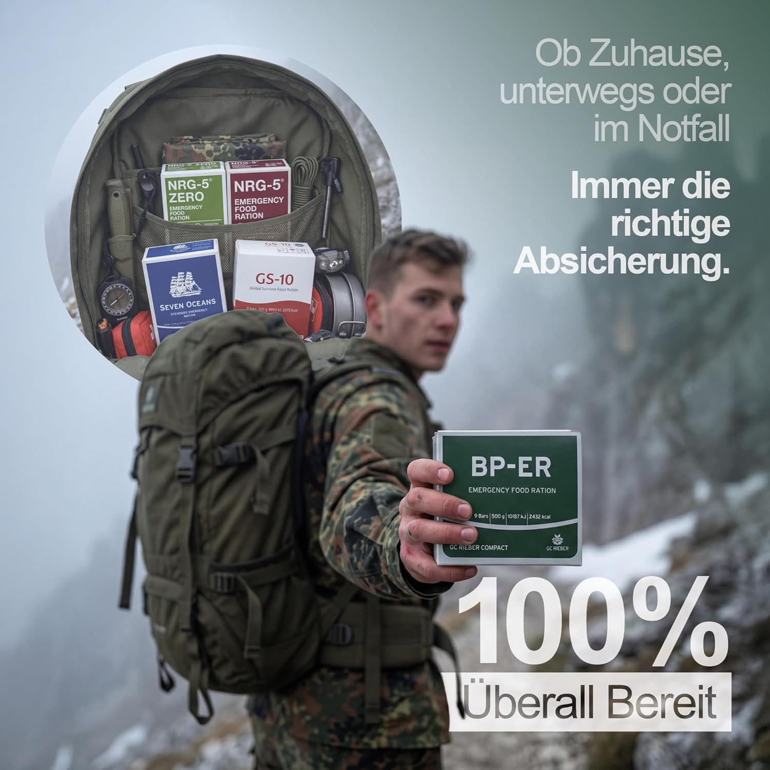Notfall-Lebensmittel-Testpaket BP-ER, NRG-5, Seven Oceans & GS-10 Notfallration + NRG-5 Zero Glutenfrei – Überlebensnahrungsset für Katastrophenschutz & Notversorgungsnahrung – Langzeitlebensmittel essbar für 20 – Bild 2