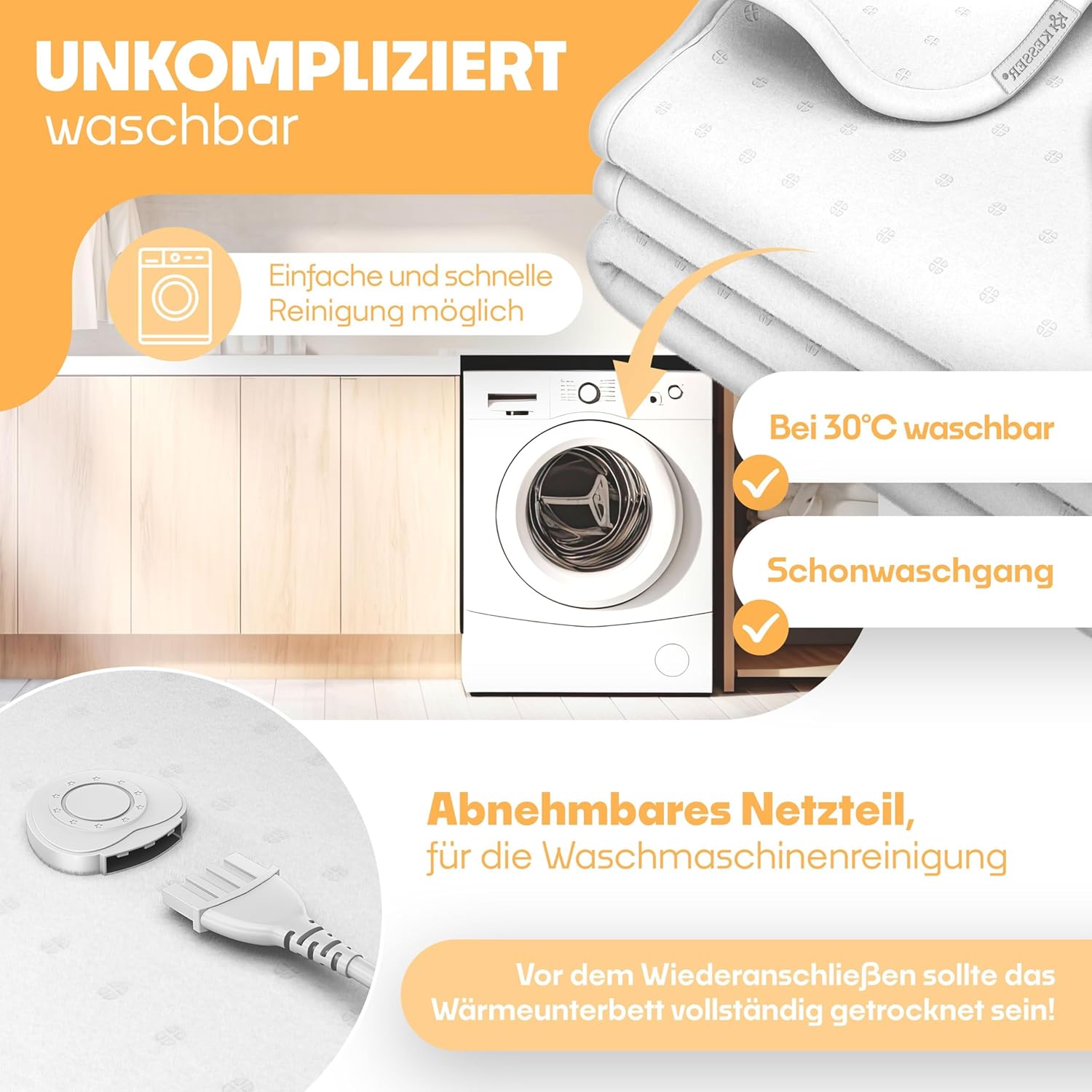 KESSER Doppel-Thermo-Unterbett 160 x 140 cm mit automatischer Abschaltung, 2 Temperaturzonen, ferngesteuerte Heizdecke mit 3 Temperaturstufen, beheizte Bettunterlage fürs Bett, warme Decke aus weichem Fleece, weiß – Bild 3