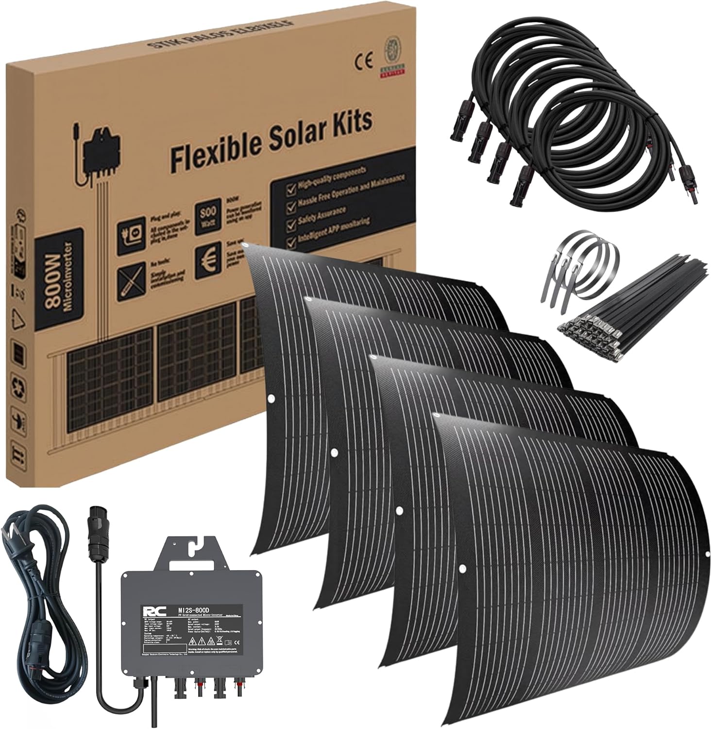 Balkonkraftwerk 800 W Flexibles Set | 4 x 200 W flexible Solarmodule