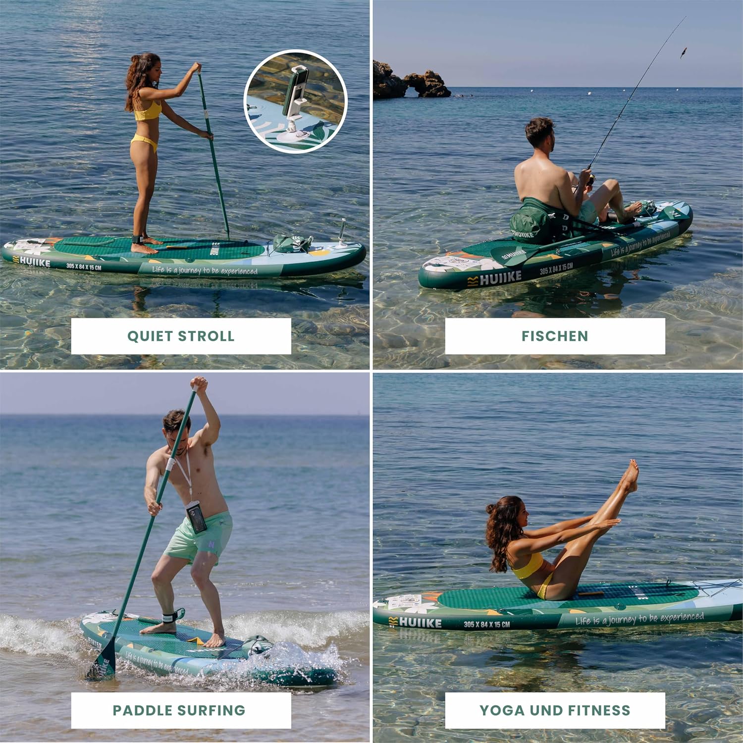 HUIIKE Stand Up Paddling Board mit Zubehör, Paddel, Finnen, Pumpe. Paddle Sup Board aufblasbar, hohe Stabilität und Widerstandsfähigkeit. 305 x 84 x 15 cm, maximale Belastung 130 kg – Bild 5