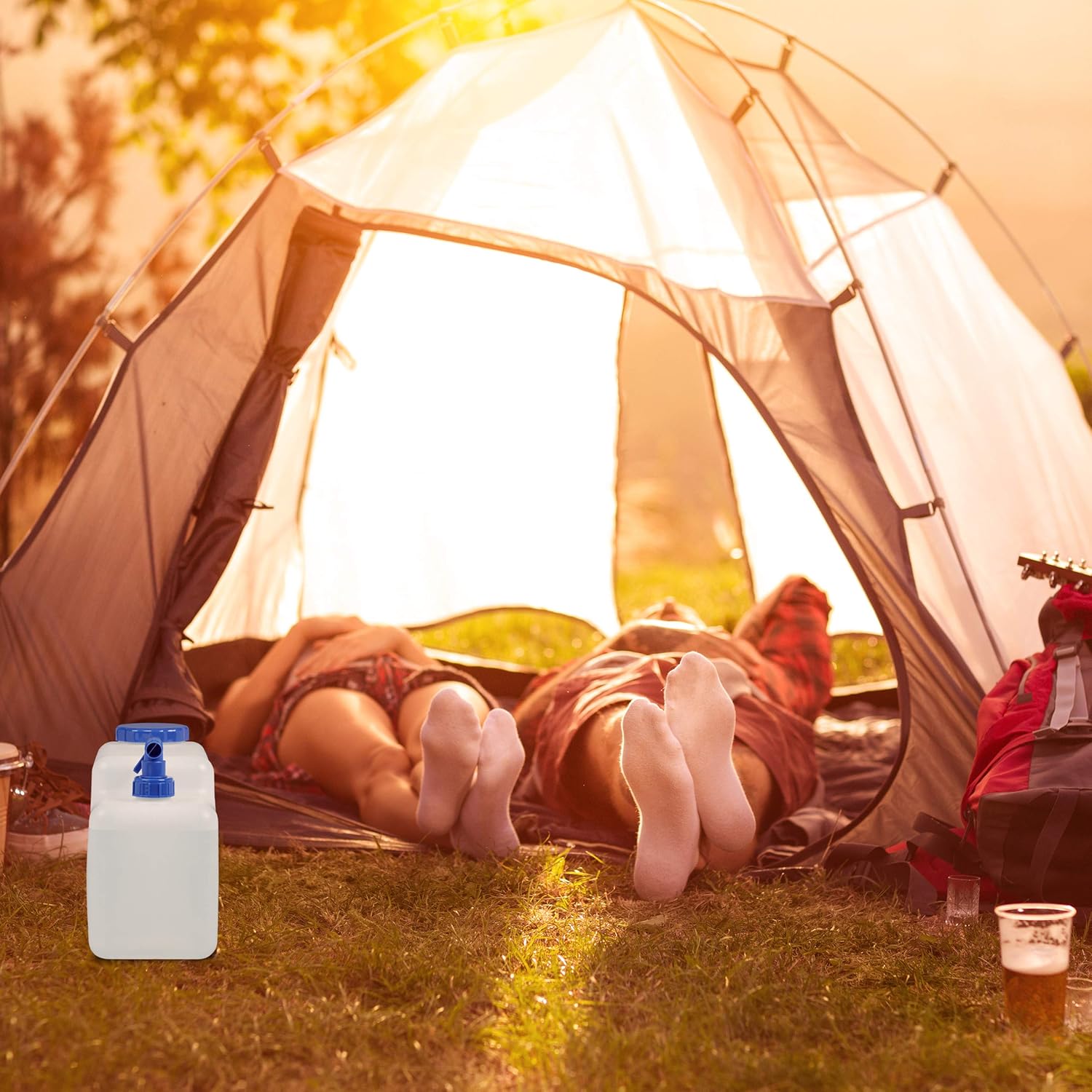 Relaxdays, Wasserkanister mit Wasserhahn, Weithals-Schraubverschluss, Camping-Trinkwasserkanister, 12 bis 25 Liter Tank, BPA-frei, weiß – Bild 2