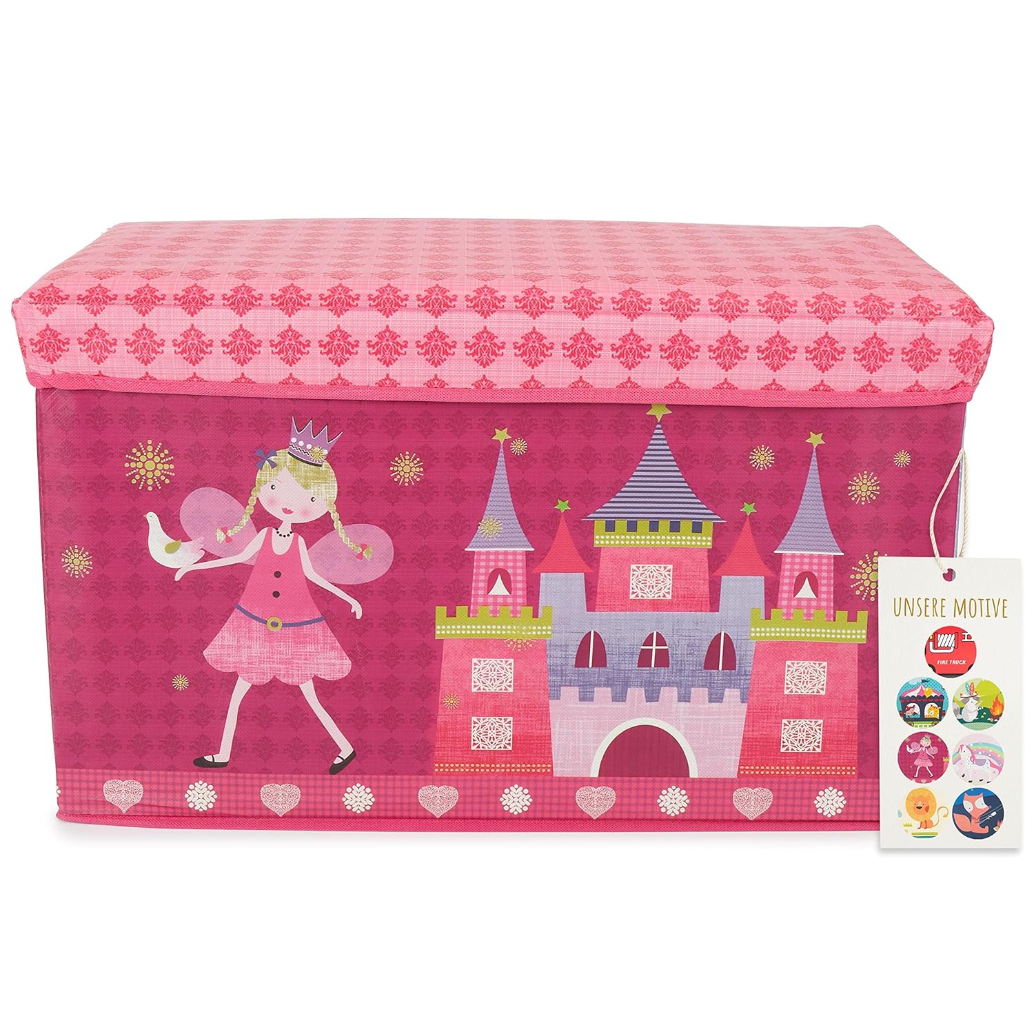 Bieco faltbare Aufbewahrungsbox mit Sitzbankaufbewahrung mit Deckel mit gepolsterter Prinzessin (Prinzessin)