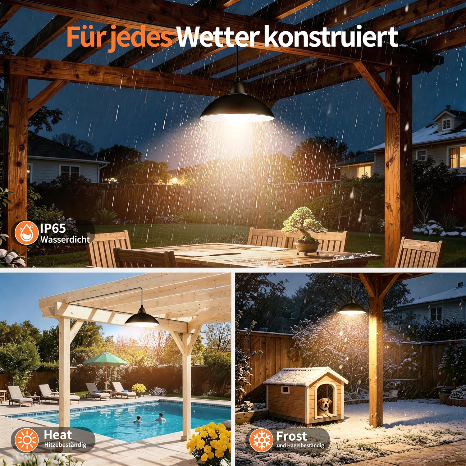 INTELAMP Solarleuchten zum Aufhängen im Innenbereich, LED-Solar-Hängeleuchten mit Fernbedienung, wasserdichte Solarleuchten, Pendelleuchte für Zelte, Pavillons, Lagerhäuser, Hühnerställe mit 5 m Kabel – Bild 4