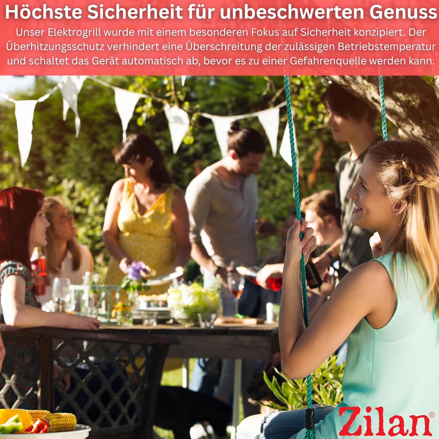 2-in-1 Elektrogrill Standgrill Tischgrill elektrisch 2.400 Watt – Elektrogrill für Balkon, Outdoor und Indoor mit Standfuß große Grillfläche stufenlose Temperaturregelung Elektro-BBQ-Grill – Bild 5