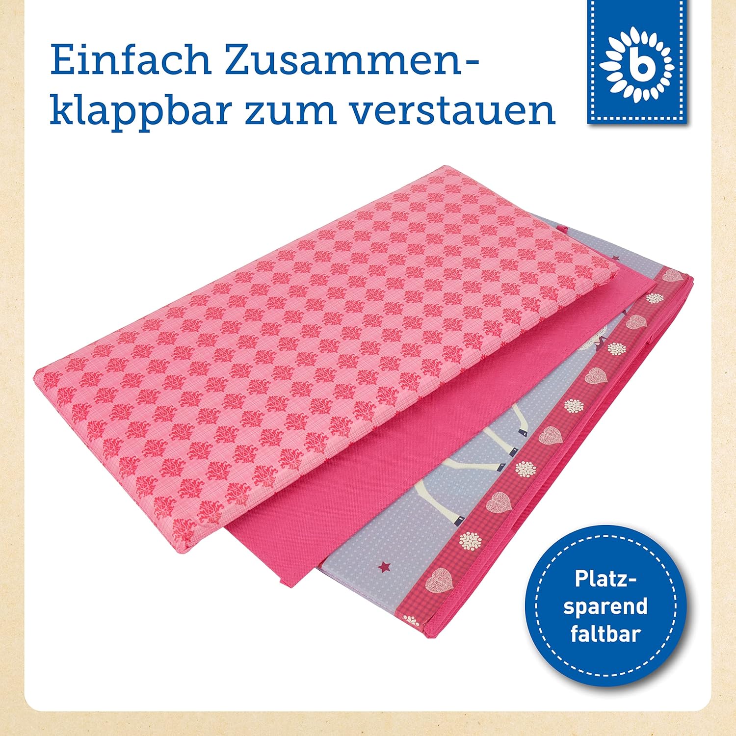 Bieco faltbare Aufbewahrungsbox mit Sitzbankaufbewahrung mit Deckel mit gepolsterter Prinzessin (Prinzessin) – Bild 5