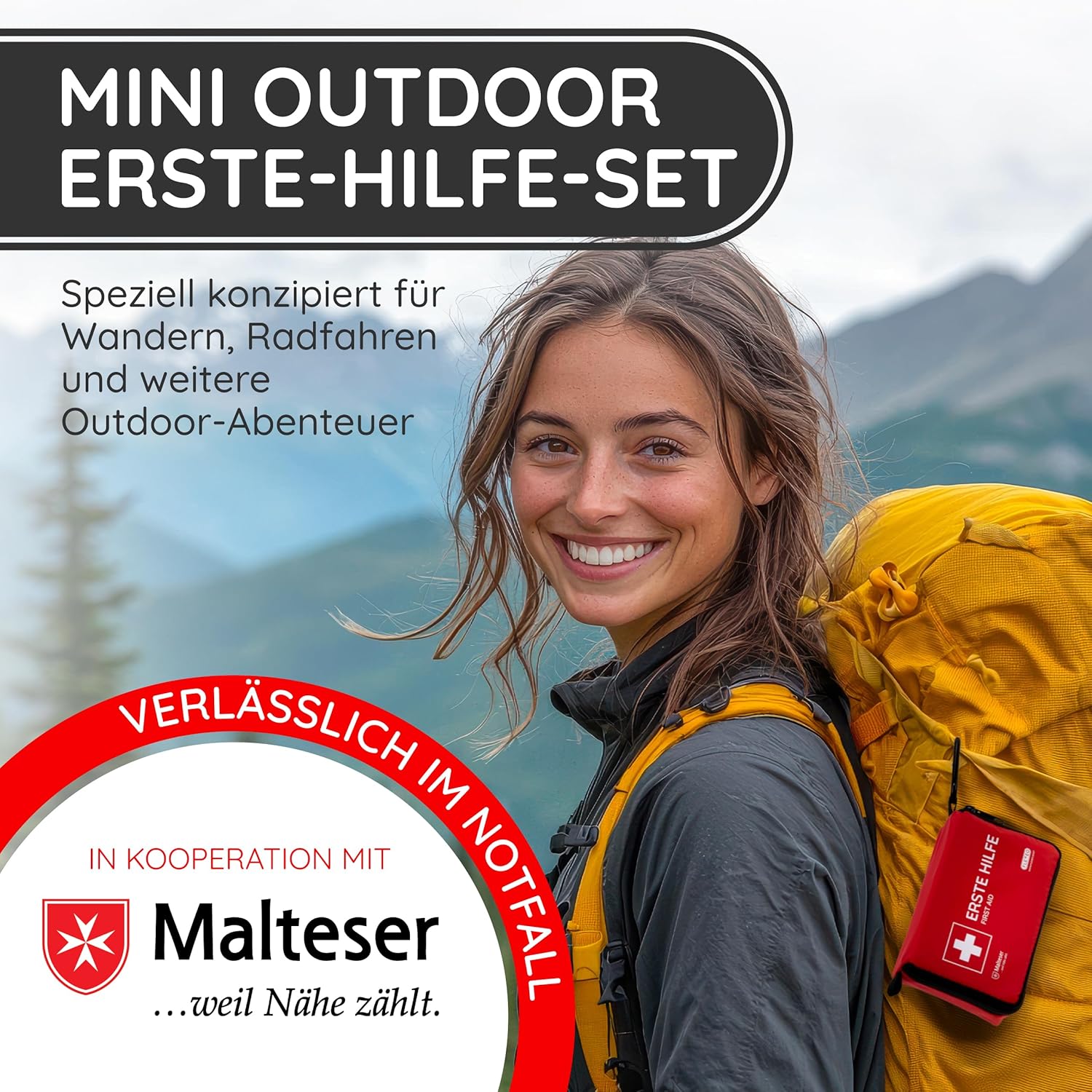 FLEXEO Erste-Hilfe-Set „Essential“ | Kompakte, leichte Tasche für Outdoor, Fahrrad, Wandern und Reisen | Kleine Erste-Hilfe-Tasche für unterwegs und Kinder | Mini-Erste-Hilfe-Kasten, Reiseapotheke – Bild 2