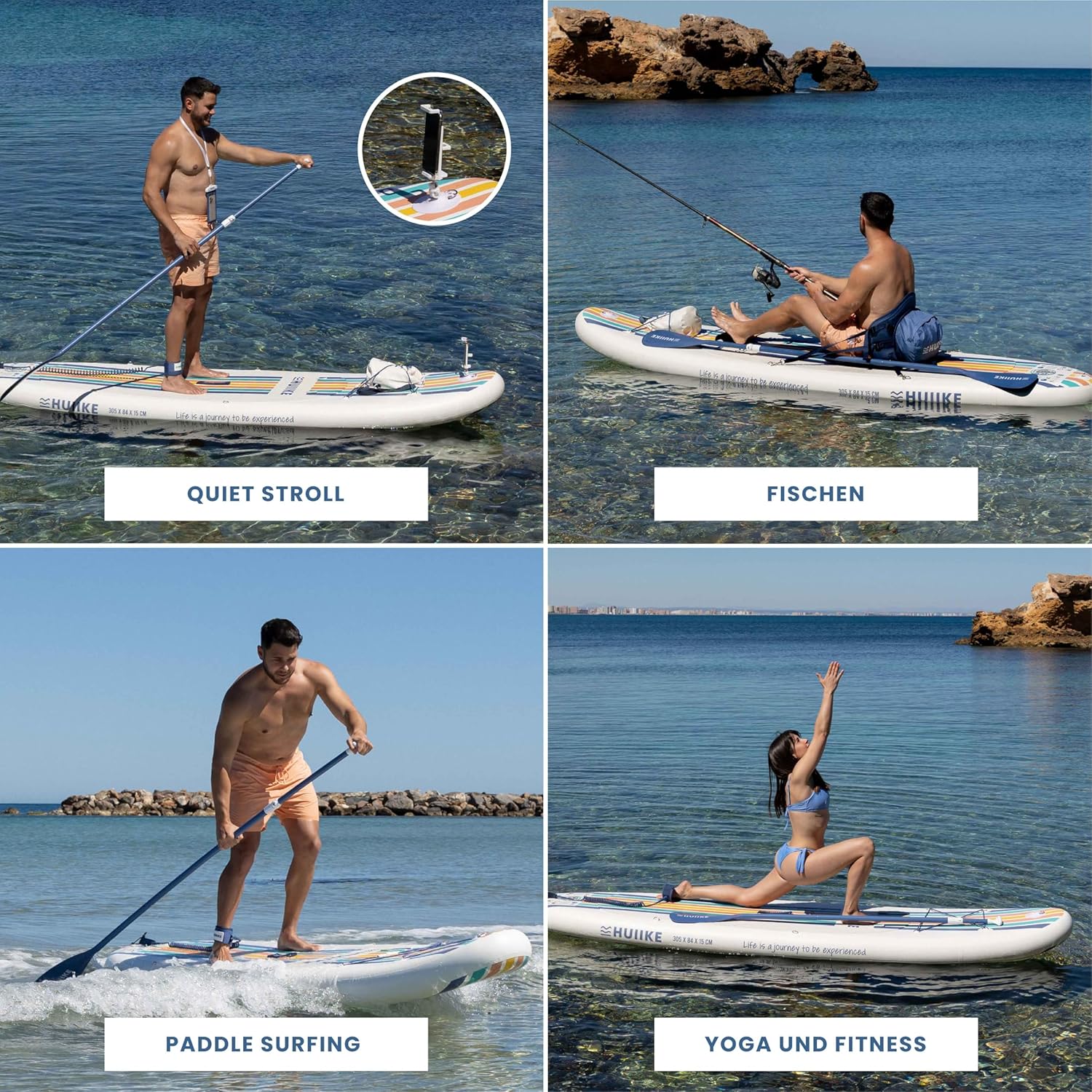 HUIIKE Stand Up Paddling Board mit Zubehör, Paddel, Finnen, Pumpe. Paddle Sup Board Aufblasbar Hohe Stabilität und Widerstandsfähigkeit. 305 x 84 x 15 cm, belastbar bis 130 kg – Bild 5