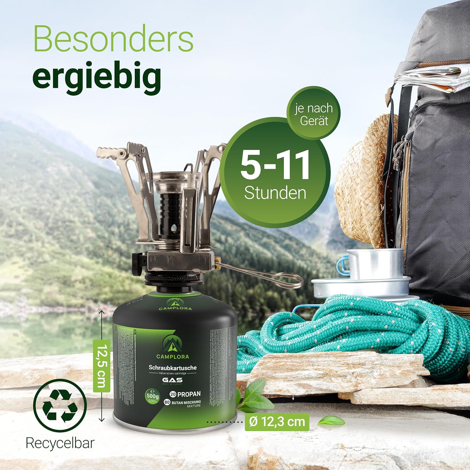 500g Butan-Schraubkartusche, Ventilkartusche, EN 417 Camping, Ventilschraubkartusche, EN521, Kartusche mit Gewinde für Butangas – Bild 6