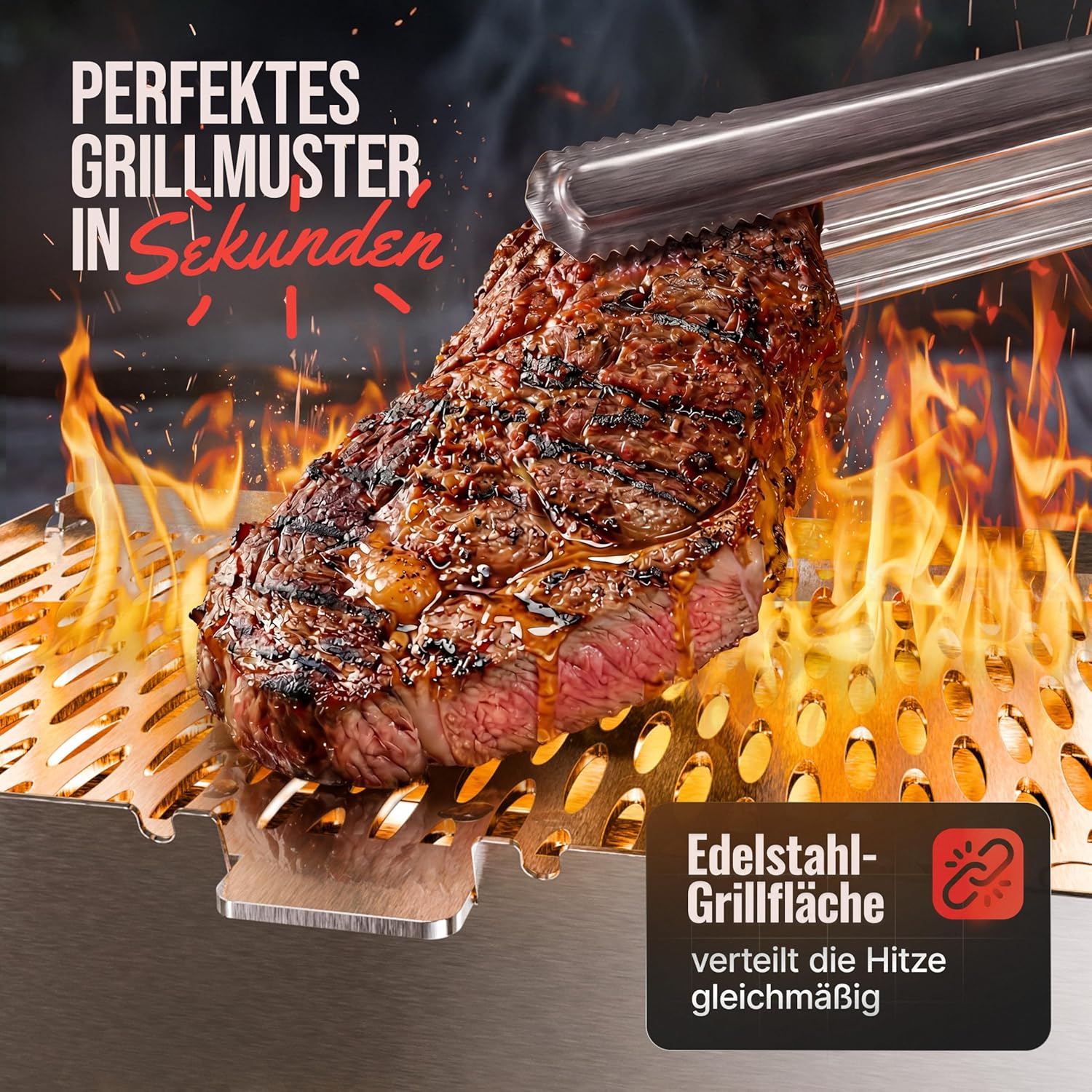 Grillen | Mobiler Plug-In-Gasgrill – Tragbarer Edelstahlgrill mit Plug-In-System – Gas- & Holzkohlebetrieb – inklusive Tragetasche – perfekt für Camping, Balkon, Garten & Outdoor – Campinggrill – Bild 5