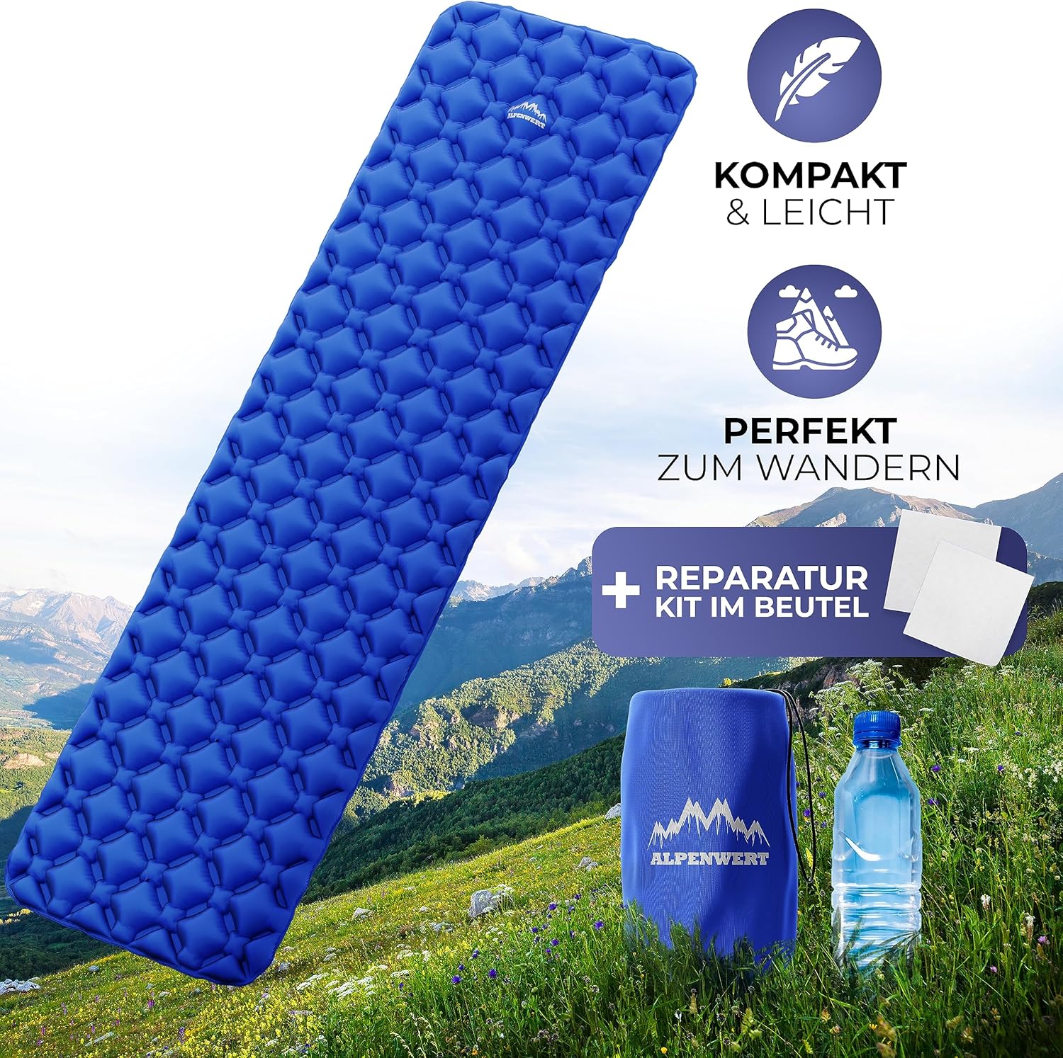 Alpenwert® Outdoor-Isomatte (kleines Packmaß & ultraleicht) Luftmatratze perfekt für Camping, Wandern, Rucksackreisen und vieles mehr – Isomatte aufblasbar – Bild 7