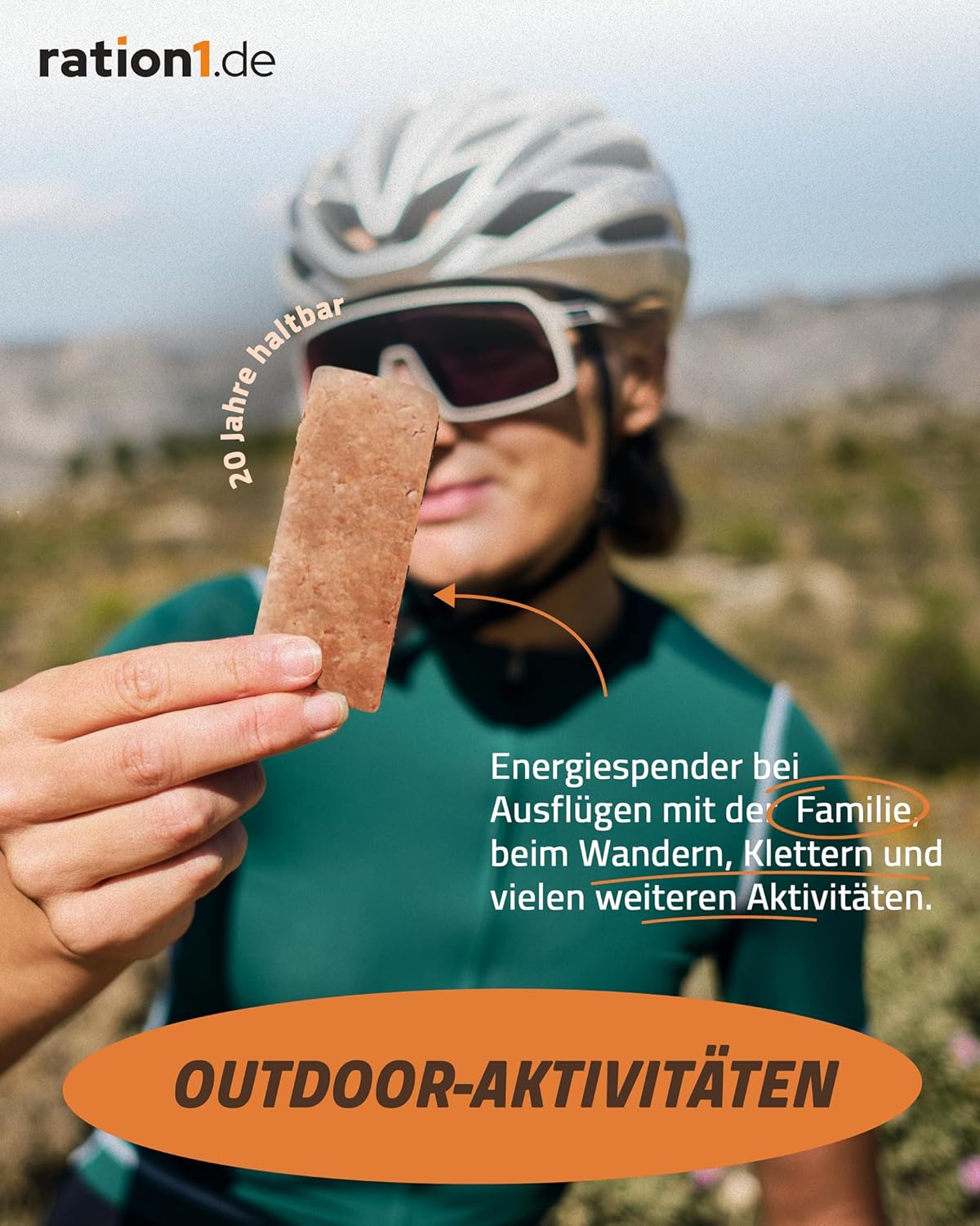 Ration1 Energieriegel, langlebige Notnahrung oder Snack zum Radfahren, Wandern, Outdoor, vegan & laktosefrei, POW-R1 Hochenergieriegel, 2er-Packung, enthält 2 x 4 einzelne Energieriegel – Bild 4