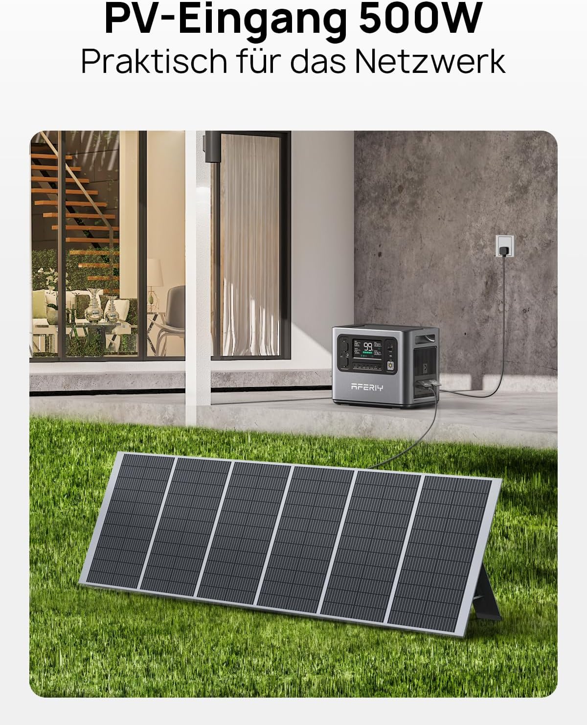 AFERIY Solargenerator 2400 W mit 400 W Solarpanels, 2048 Wh tragbares Kraftwerk, LiFePO4-Akku, Schnellladung in 1,2 Stunden, faltbares Solarpanel mit USB, IP65, für Outdoor-Camping, Stromausfälle – Bild 2