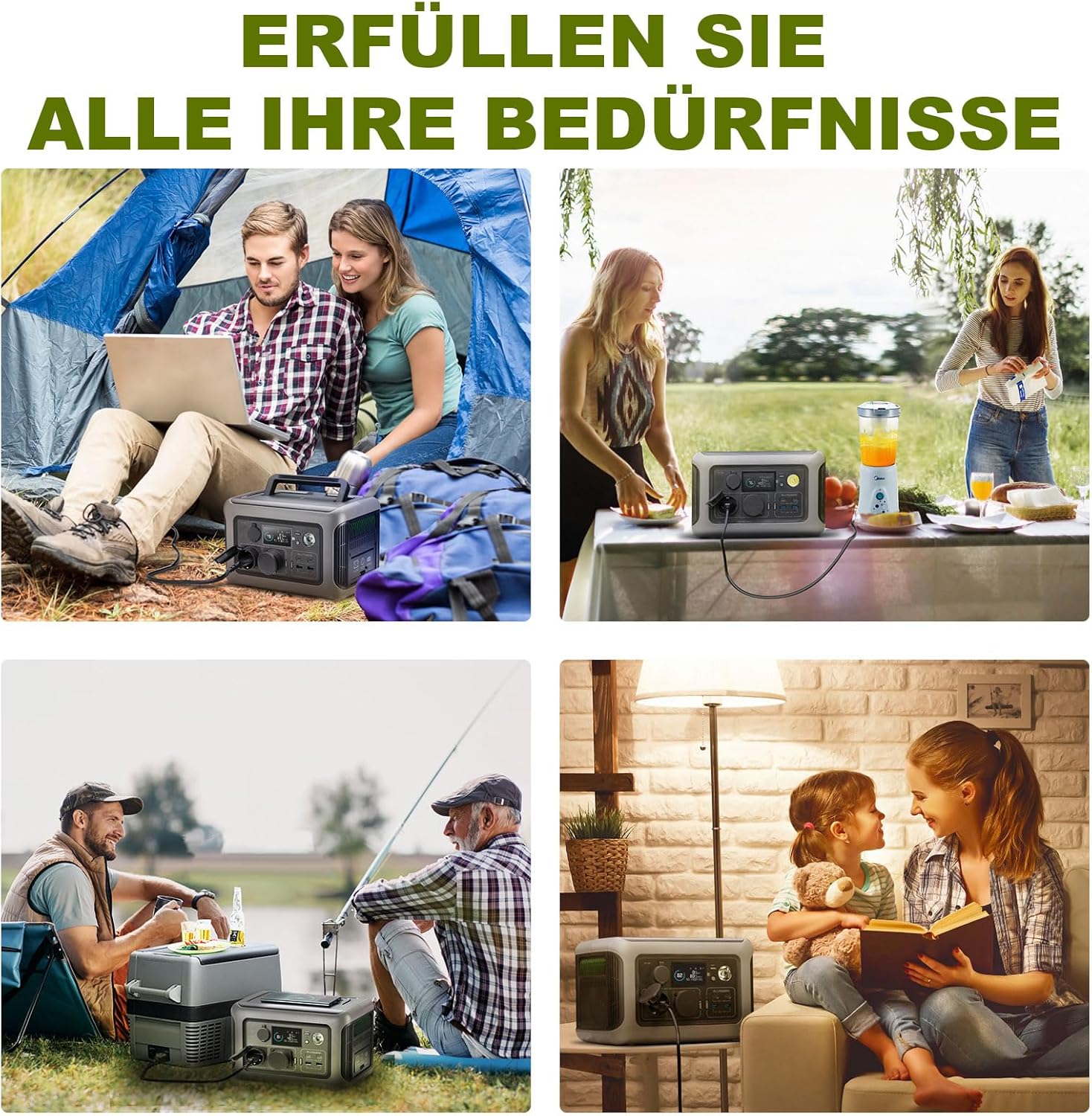 ALLPOWERS Tragbares Kraftwerk R600, 299 Wh LiFePO4-Batterie-Solargenerator mit 2 x 600 W (1200 W Spitze) Wechselstromausgang, Schnellladung in 1 Stunde für Garten, Party, Reisen, Camping, Wohnmobil, Notfall – Bild 8