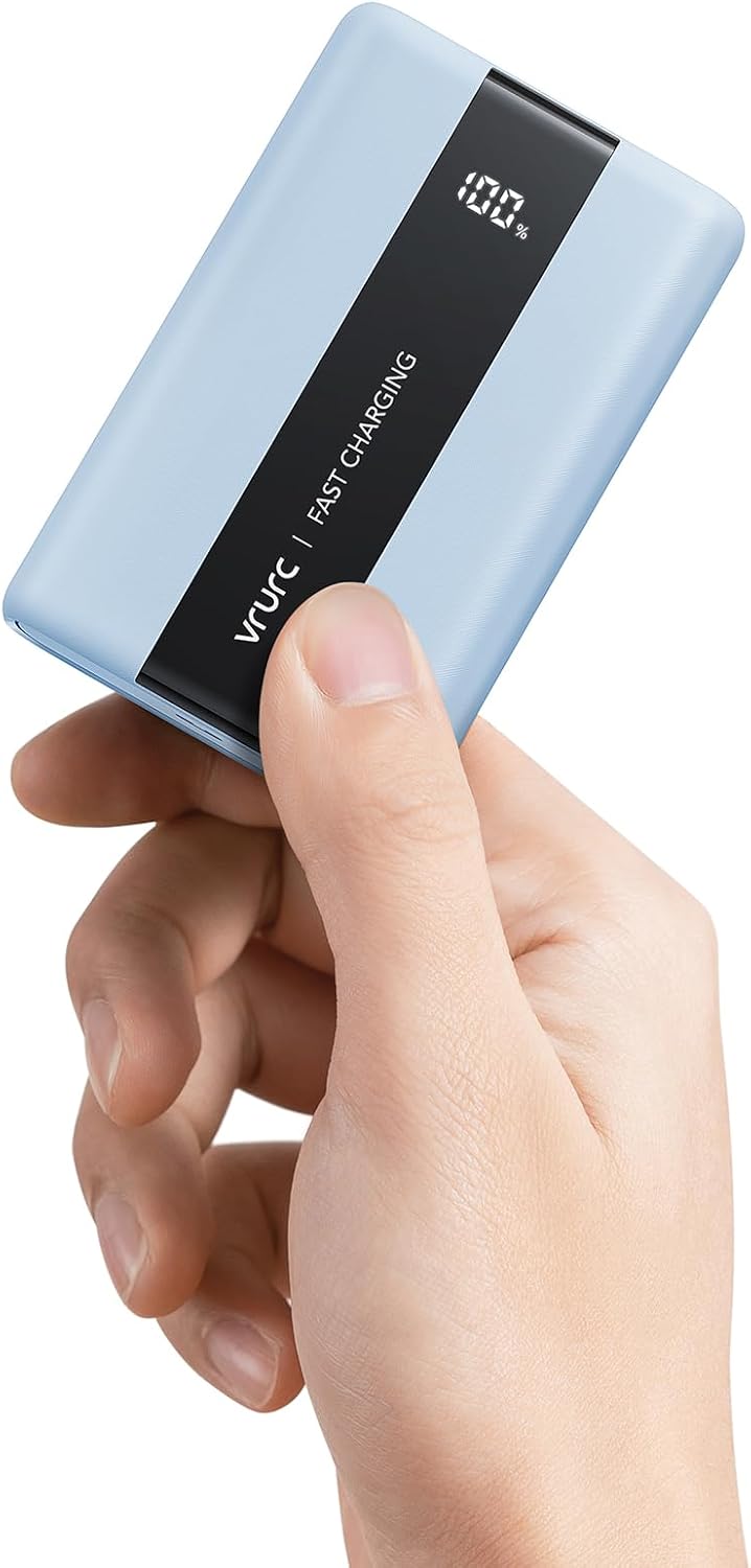 VRURC Power Bank 20000 mAh – kleiner und tragbarer externer Akku mit 22,5 W QC und PD 3.0 Schnellladung, USB-C, 6 Anschlüssen und LED-Anzeige, Power Bank für iPhone, Samsung, Huawei, iPad und Reisen