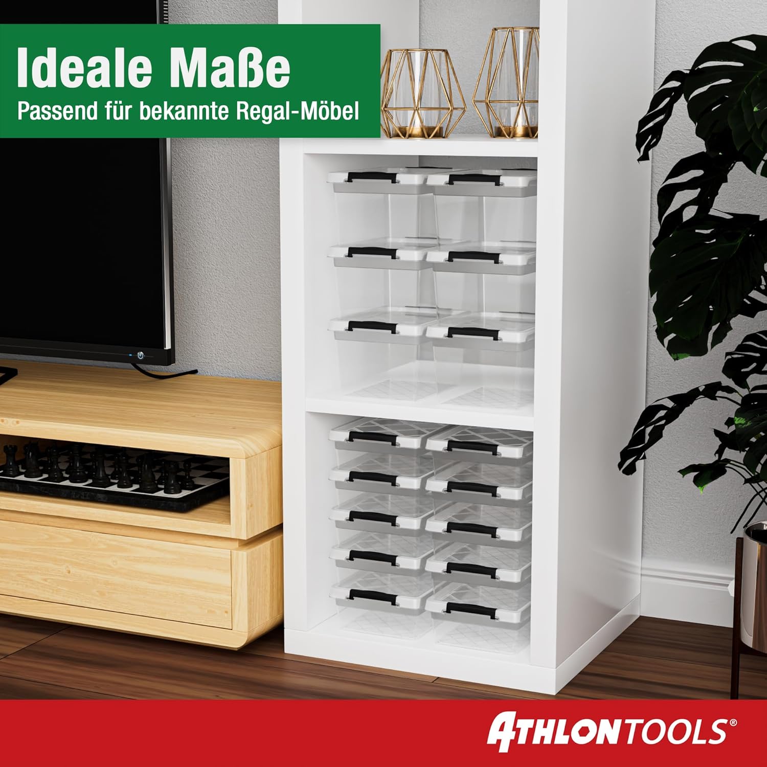 ATHLON TOOLS 10er Set 1 Liter Aufbewahrungsboxen mit Deckel, klein, 100 % lebensmittelecht, BPA-frei, Kunststoffbox mit Deckel, stapelbar, Aufbewahrung & Organisation, Kunststoff-Stapelboxen aus neuem Material – Bild 3