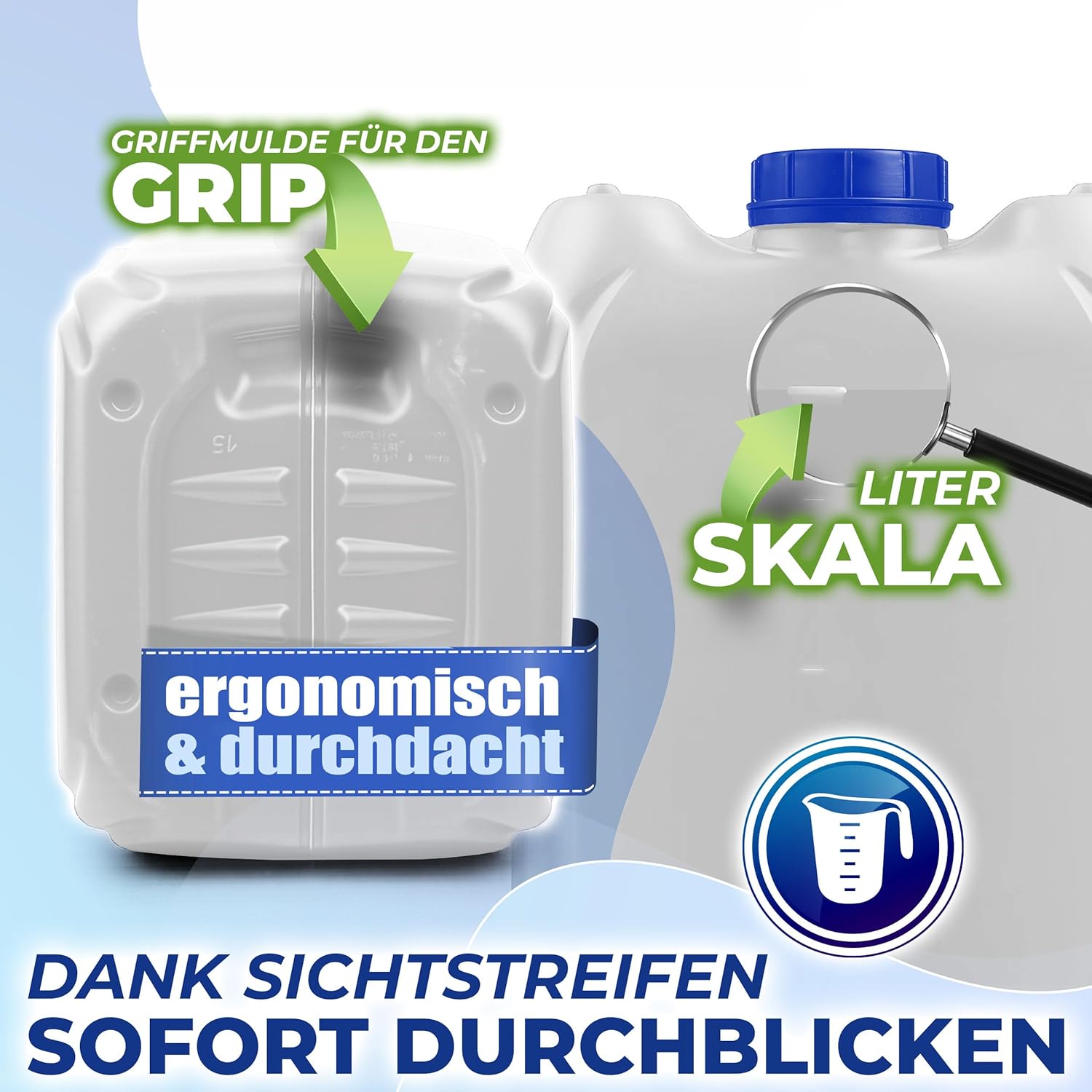 Kosmetex 5 L Kanister, BPA-frei & lebensmittelecht, Wasserkanister 5 Liter für Camping, Garten, Gewerbe und Haushalt, robust, Made in Germany | Kosmetex Wasserkanister 5 Liter für Camping, Garten, Gewerbe & Haushalt, robust, geschmacksneutral für Wasser & Getränke – Bild 4