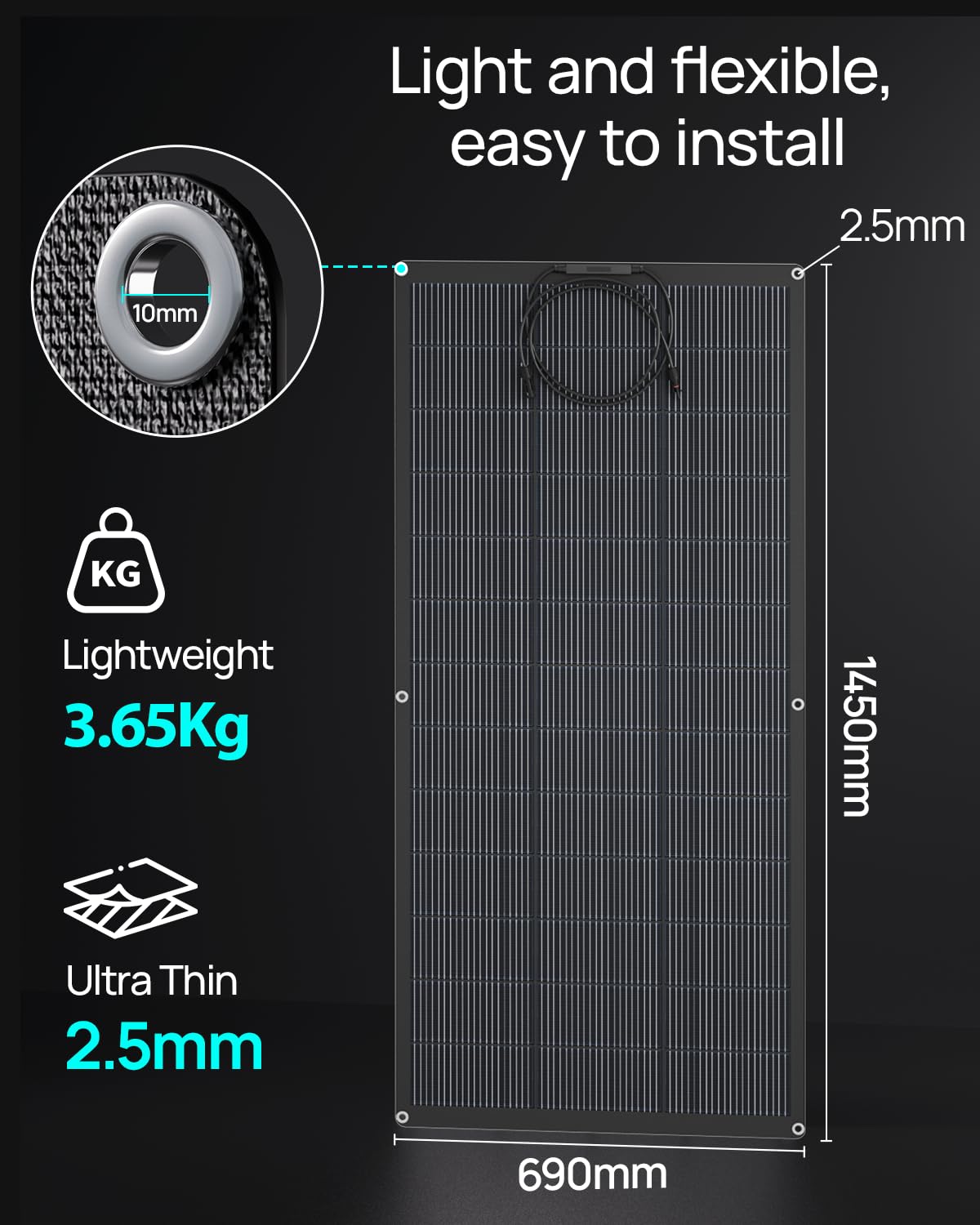 ECO-WORTHY 4 Stück flexible Solarmodule 200 W, ETFE, 25 % hohe Umwandlung 800 W flexible Solarmodule für Balkonkraftwerk, Wohnmobil, Boot, Dach, Camping, unebene Oberflächen – Bild 2