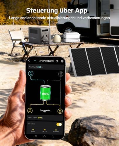 AFERIY 1800 W tragbares Kraftwerk, 1024 Wh LiFePO4 & 1 Stunde Schnelllade-Solargenerator, < 10 ms USV 9 Ausgänge, mit App, BMS, reine Sinuswelle 230 V, für Outdoor-Camping/Wohnmobil/Garten/Notfall – Bild 6