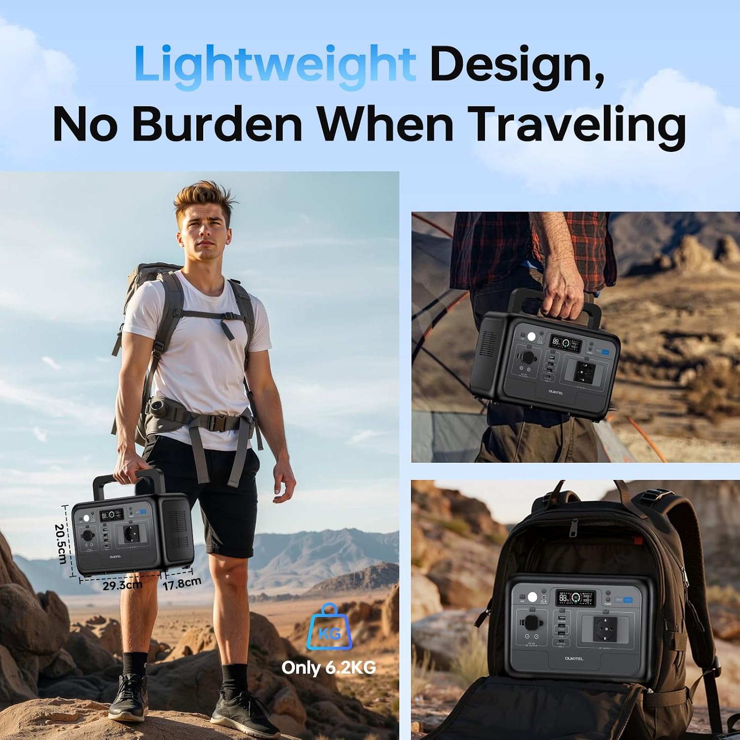 OUKITEL P800E Tragbares Kraftwerk 800 W, Solargenerator 512 Wh LiFePO4-Akku, 55 Min. Schnellladung, AC-Ausgang mit 1600 W Spitzenleistung, Notstromversorgung für Outdoor, Camping, Wohnmobil – Bild 6