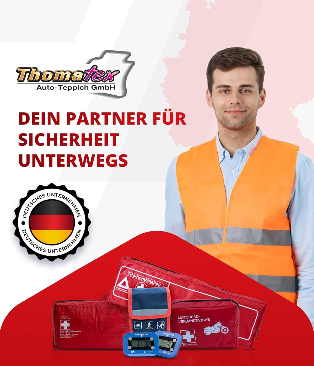 Auto-Verbandstasche 2026/2027 (DIN 13164-2022) – kompaktes Erste-Hilfe-Set – lange Haltbarkeit – Erste-Hilfe-Set – StVO-konform – blau – Bild 6