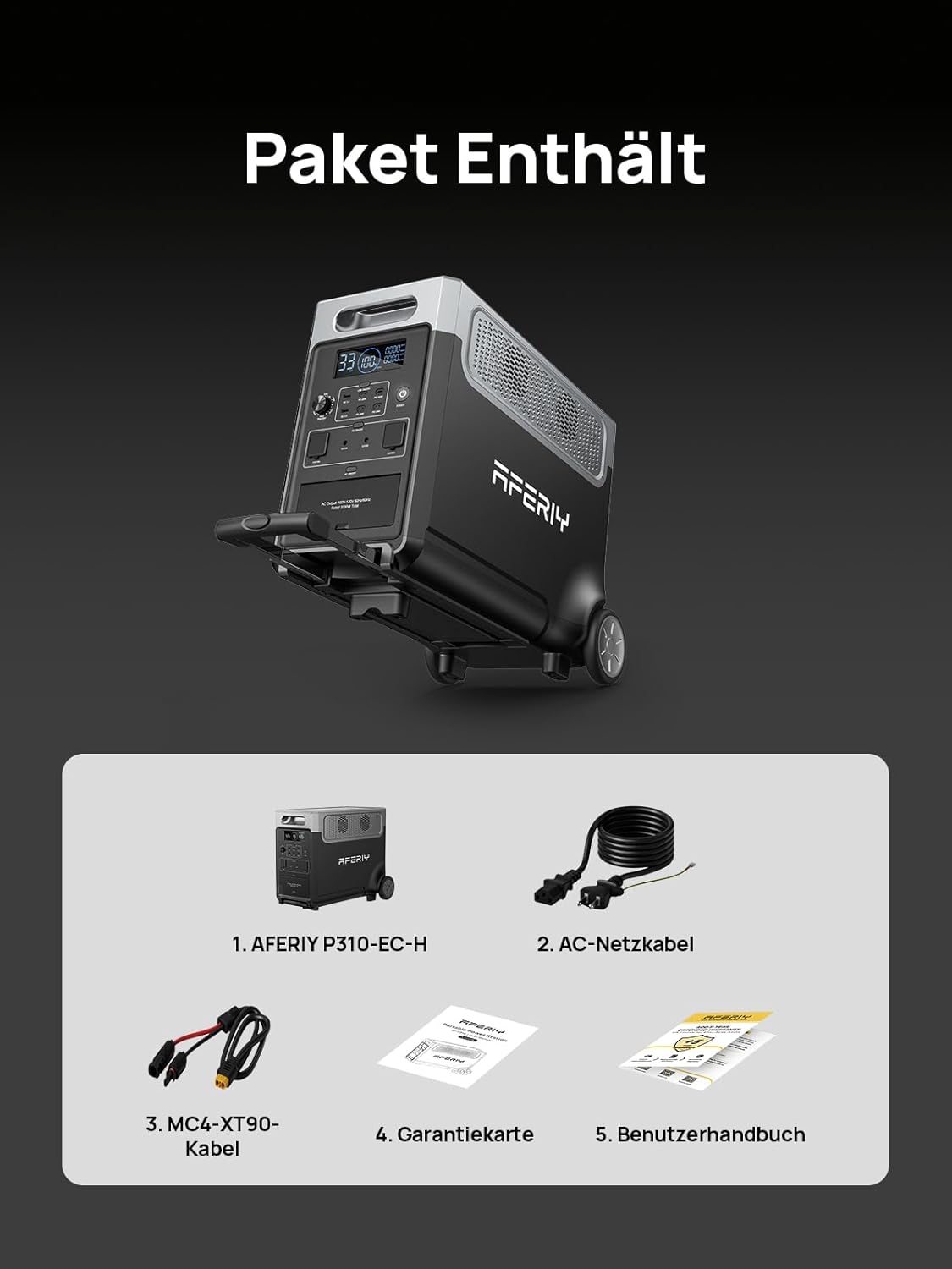 AFERIY Tragbares Kraftwerk 3600 W 3840 Wh erweiterbar 10520 Wh | Stromausfälle Off-Grid-Garten-Camping-Wohnmobil, LiFePO4, 1,5 Stunden Schnellladung, USV, 13 Ausgänge, APP, reine Sinuswelle 230 V – Bild 10