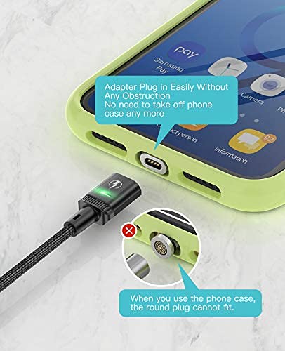 Kuulaa Magnetisches USB-C-Ladekabel, 2 Stück, 3 A, magnetisches USB-Kabel mit Typ-C-Adapter, unterstützt QC 3.0-Schnelllade-Datenübertragung, Nylon-geflochtenes magnetisches Ladekabel (schwarz, 2 m x 2) – Bild 7
