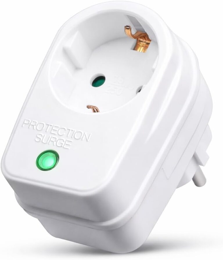 PerfectHD Überspannungsschutz-Adapterstecker mit LED & Kindersicherung, Steckdosenadapter mit Blitzschutz für TV, PC & Haushaltsgeräte