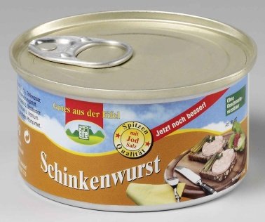 12 Dosen à 125 g Dosenwurst, 6 Sorten je 2 Dosen, gesamt 1,5 kg, Lebensmittelvorrat, Konserven, Kräuter, alkoholfrei – Bild 5