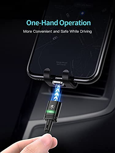 Kuulaa Magnetisches USB-C-Ladekabel, 2 Stück, 3 A, magnetisches USB-Kabel mit Typ-C-Adapter, unterstützt QC 3.0-Schnelllade-Datenübertragung, Nylon-geflochtenes magnetisches Ladekabel (schwarz, 2 m x 2) – Bild 3