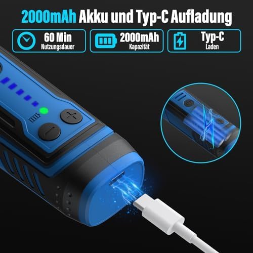 Multifunktionswerkzeug-Akku, 8 V 2,0 Ah Rotationswerkzeug mit LED-Licht, 5 Geschwindigkeiten 30.000 U/min Max, 135 Multifunktionswerkzeuge Zubehörset zum Bohren, Gravieren, Polieren, Schleifen, Rostentfernung – Bild 2