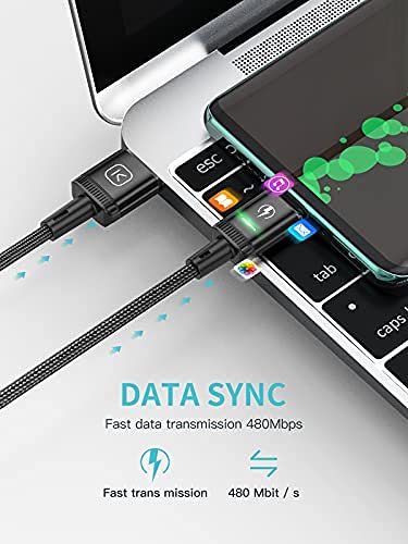 Kuulaa Magnetisches USB-C-Ladekabel, 2 Stück, 3 A, magnetisches USB-Kabel mit Typ-C-Adapter, unterstützt QC 3.0-Schnelllade-Datenübertragung, Nylon-geflochtenes magnetisches Ladekabel (schwarz, 2 m x 2) – Bild 6