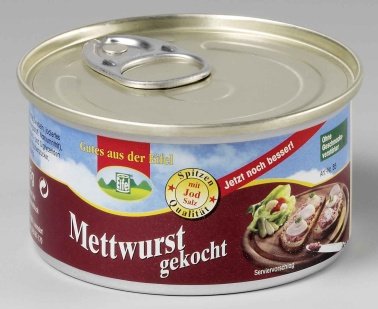 12 Dosen à 125 g Dosenwurst, 6 Sorten je 2 Dosen, gesamt 1,5 kg, Lebensmittelvorrat, Konserven, Kräuter, alkoholfrei – Bild 4