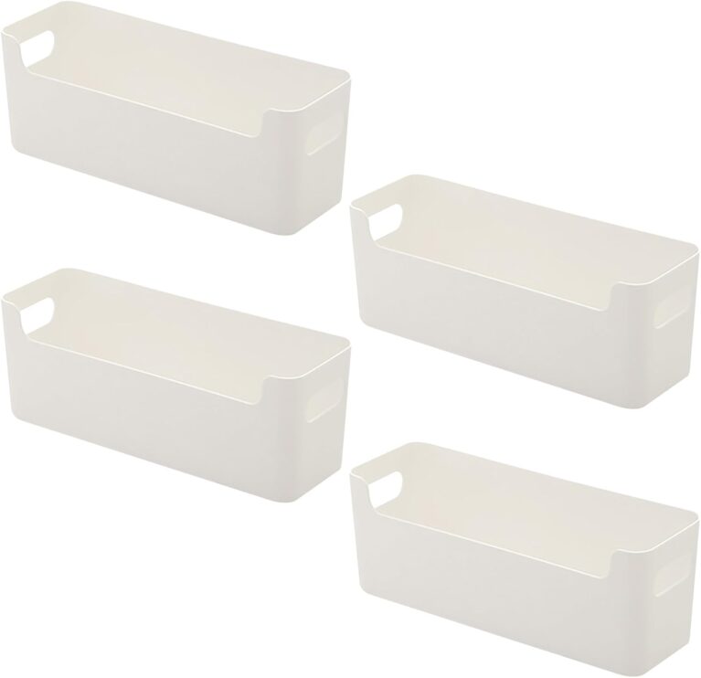 Aufbewahrungskorb, 4-teiliger Badezimmer-Organizer, Schubladen-Organizer | Schminktisch-Organizer, U-Port-Organizer-Box für Schreibwaren, Socken, Unterwäsche, Datenkabel (weiß, 25,5 x 8,5 x 8 cm)
