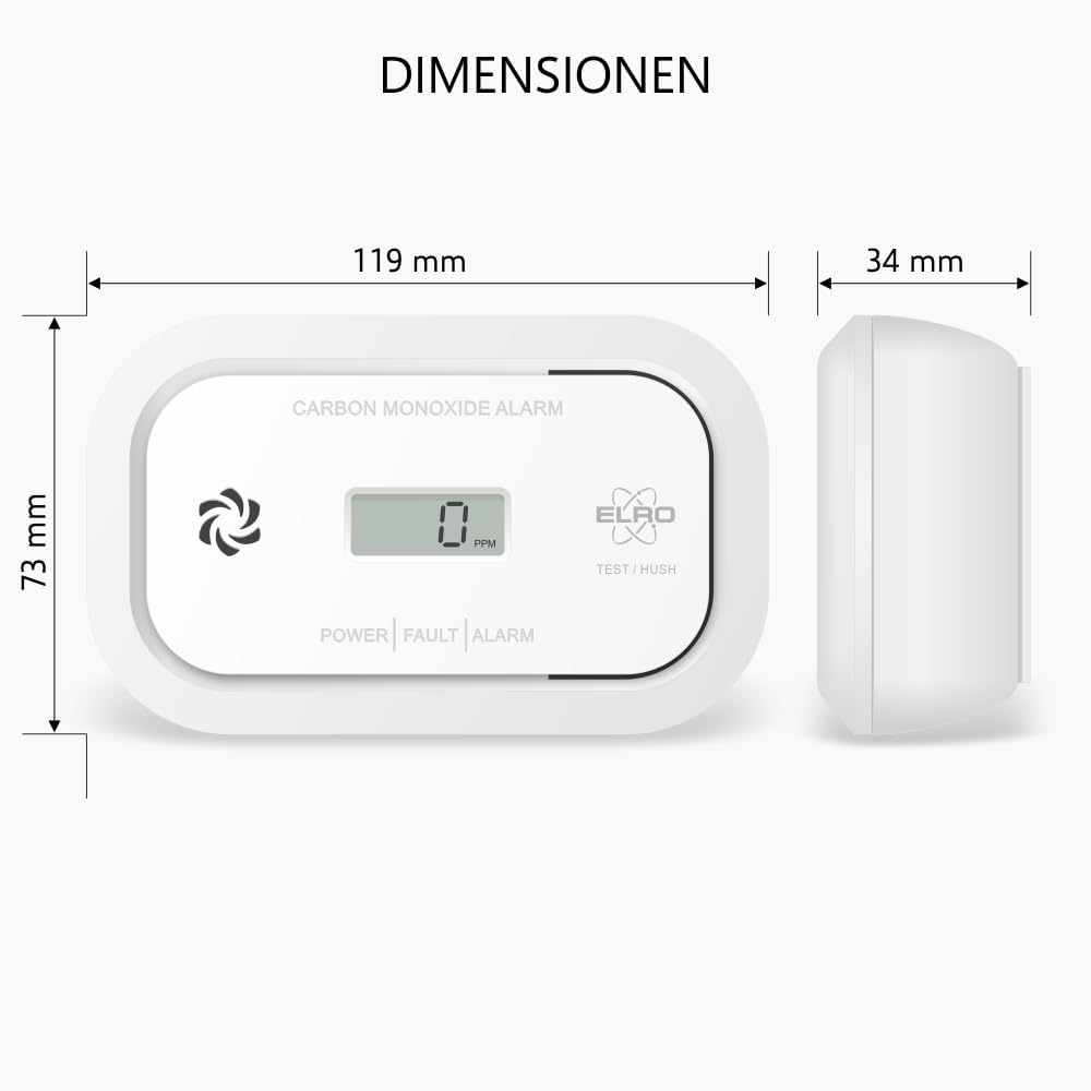 ELRO FC5010 Kohlenmonoxidmelder mit 10-Jahres-Batterie und Display | CO-Detektor entspricht der europäischen Norm EN50291 – Bild 8