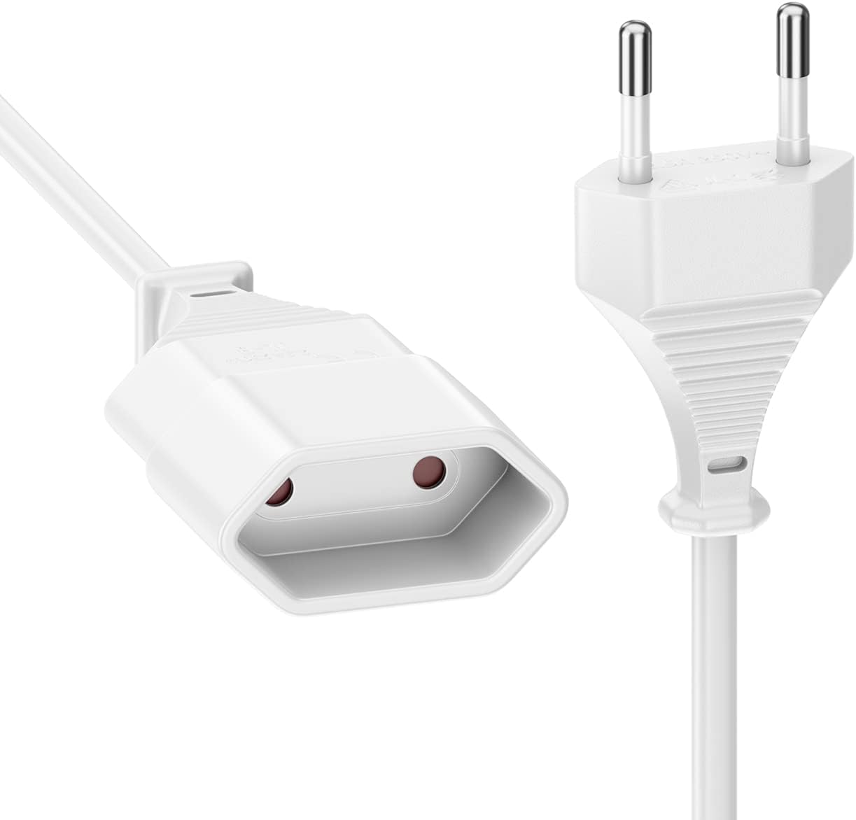 deleyCON 5m Stromkabel Verlängerung Typ C Euro Steckdose - Weiß | Netzkabel-Verlängerungskabel, Euro-Stecker Typ C auf Euro-Buchse Typ C für TV, PC, Monitor, Projektor, Lampe – Bild 3
