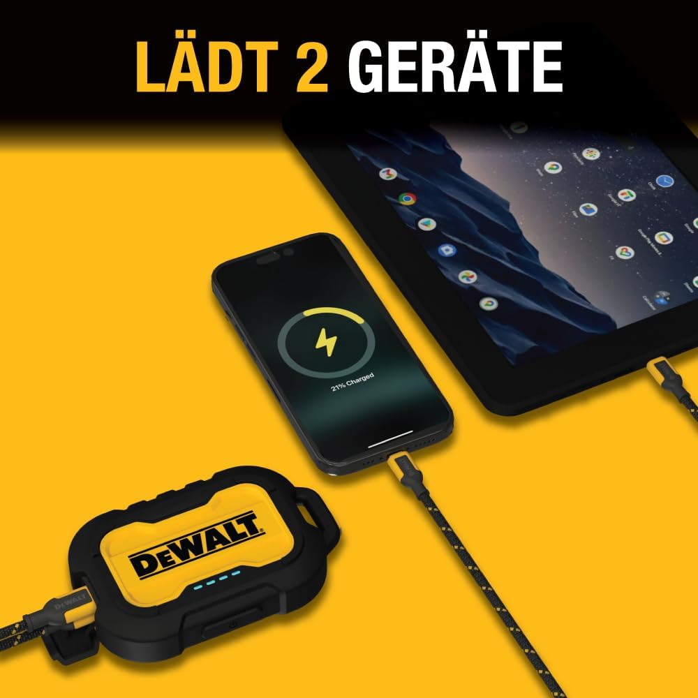 DEWALT DEWALT Tragbares Ladegerät Power Bank 10000 mAh Akku mit USB-C-Anschluss für iPhone 17/17 Air/17 Pro/17 Pro Max, iPhone 16-Serie, iPhone 15/14, Samsung Galaxy – Bild 6
