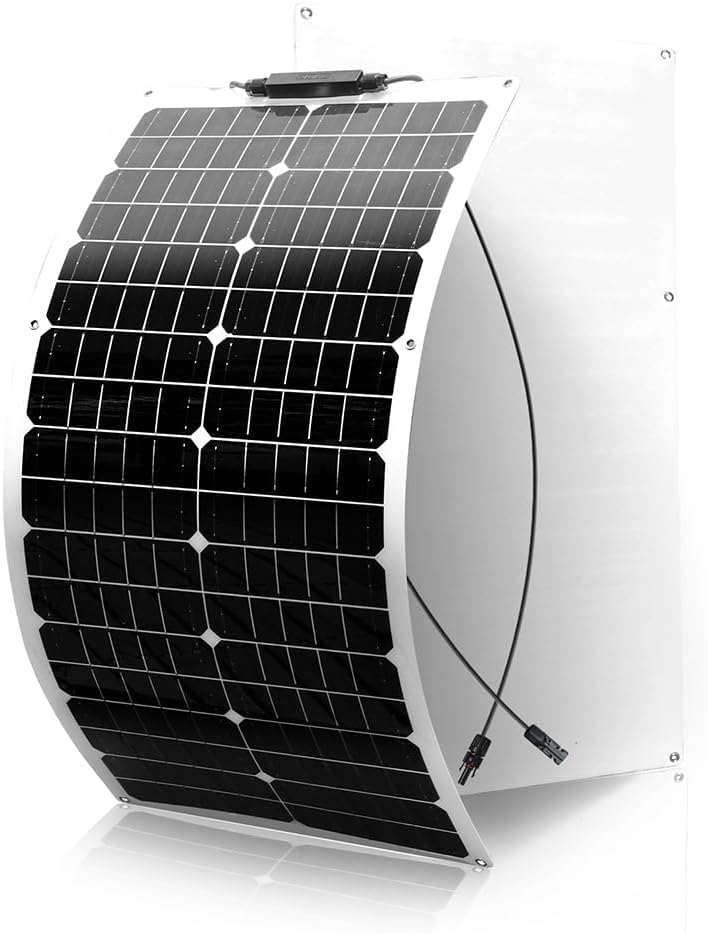 50W Solarpanel Flexibles 12V Monokristallines Solarpanel, flexible Solarmodule mit Kabel für Wohnmobil, Wohnwagen, Auto, Dach, Boot, 12V-Batterien