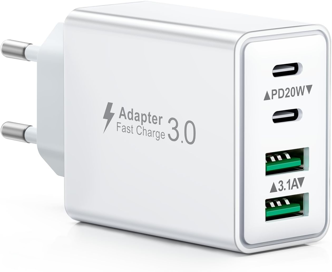 USB C Ladegerät, 40W 4 Ports Schnellladegerät, Mehrfachstecker mit Netzadapter, Schnellladegerät Netzteil für iPhone 17 16 15 14 13 12 11 Pro Max, iPad, Samsung, Mobiltelefone