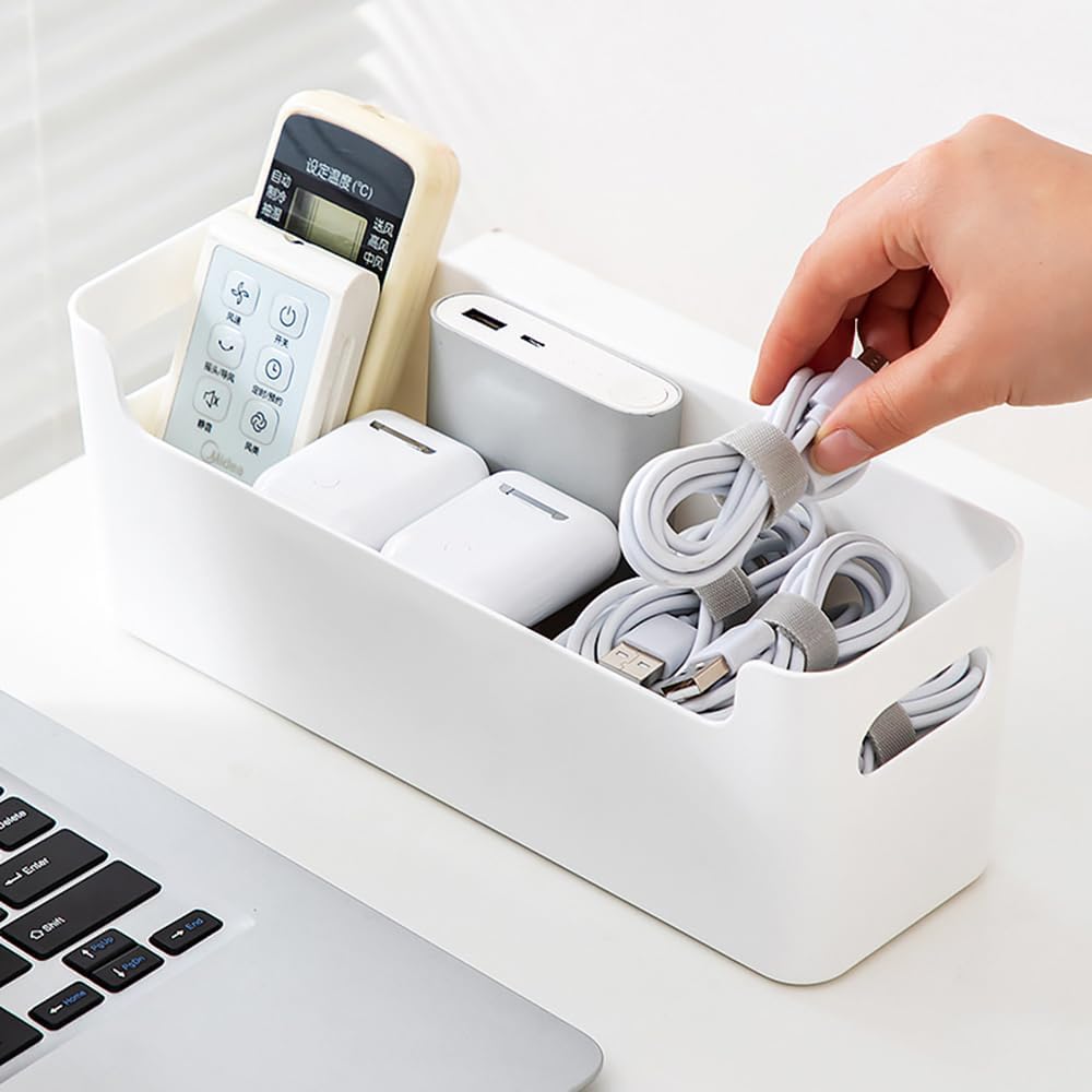 Aufbewahrungskorb, 4-teiliger Badezimmer-Organizer, Schubladen-Organizer | Schminktisch-Organizer, U-Port-Organizer-Box für Schreibwaren, Socken, Unterwäsche, Datenkabel (weiß, 25,5 x 8,5 x 8 cm) – Bild 4