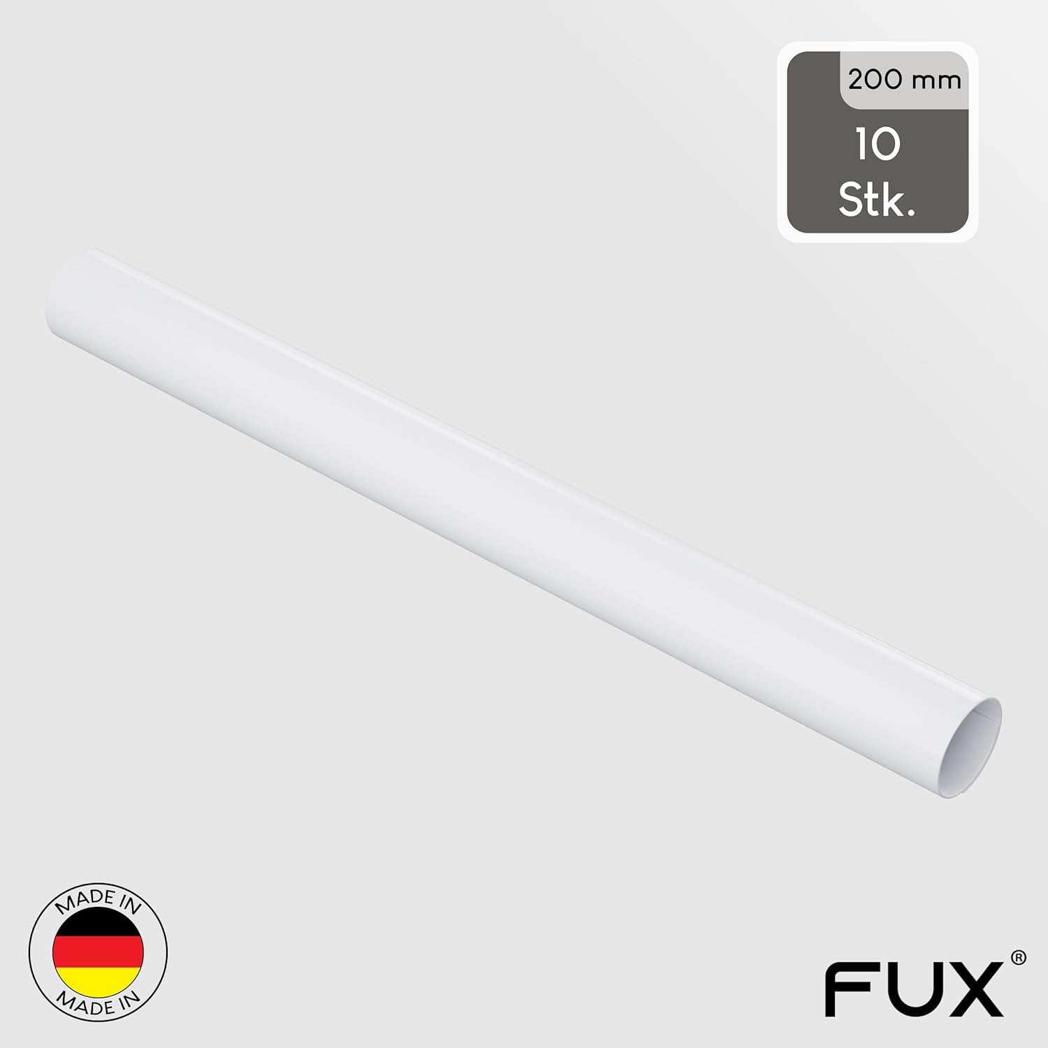 FUX 10 Stück Heizungsrohrabdeckung, Rohrabdeckung, für Rohrdurchmesser 15-18 mm, Länge: 200 mm, Rohrauskleidung für Heizungsrohre, Rohrabdeckung, Heizkörperrohrisolierung, weiß (18,5 x 0,5 x 200) – Bild 4