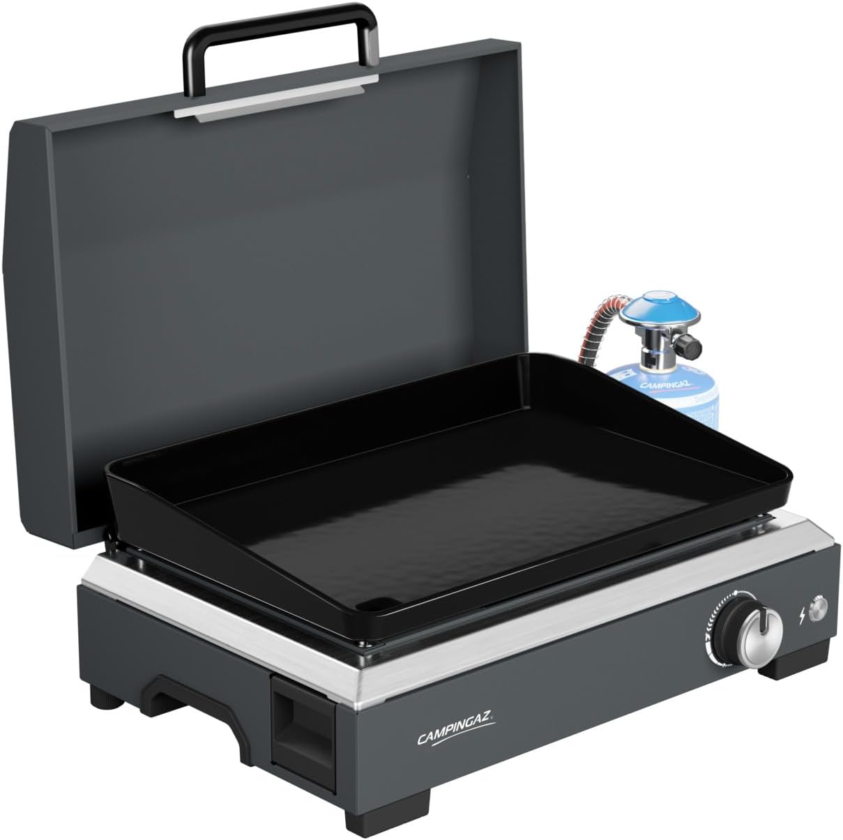 Campingaz Sigma 1 CV Gas-Plancha-Grillplatte mit Deckel | 2,8 kW Heizplatte | Tragbarer Tischgrill | Emaillierte Stahloberfläche | Brenner mit BlueFlame-Technologie für mediterranes Grillen – Bild 2
